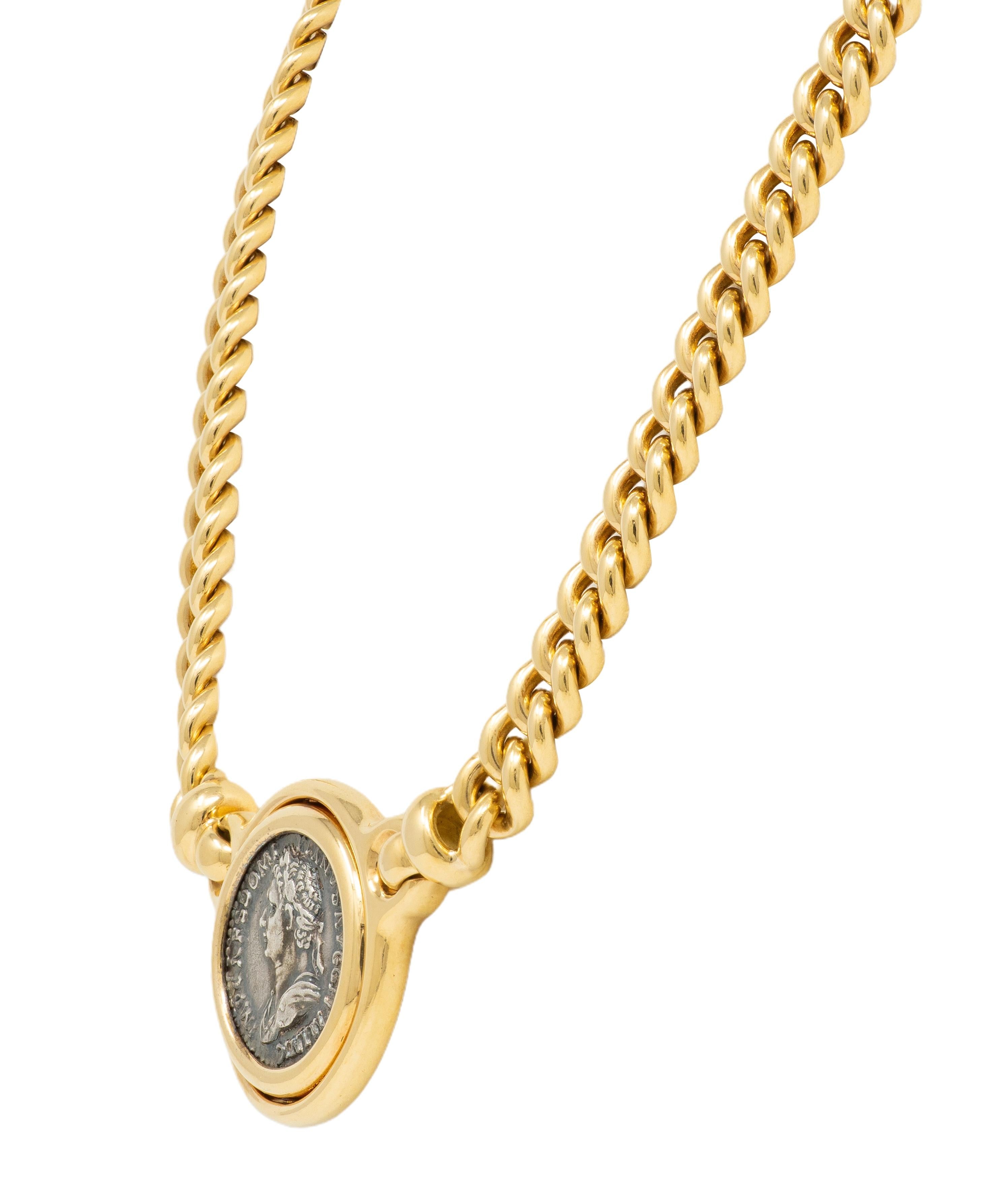Bulgari Ancient Coin 18K Gold Vintage Flip Roman Constantine Vintage Necklace
