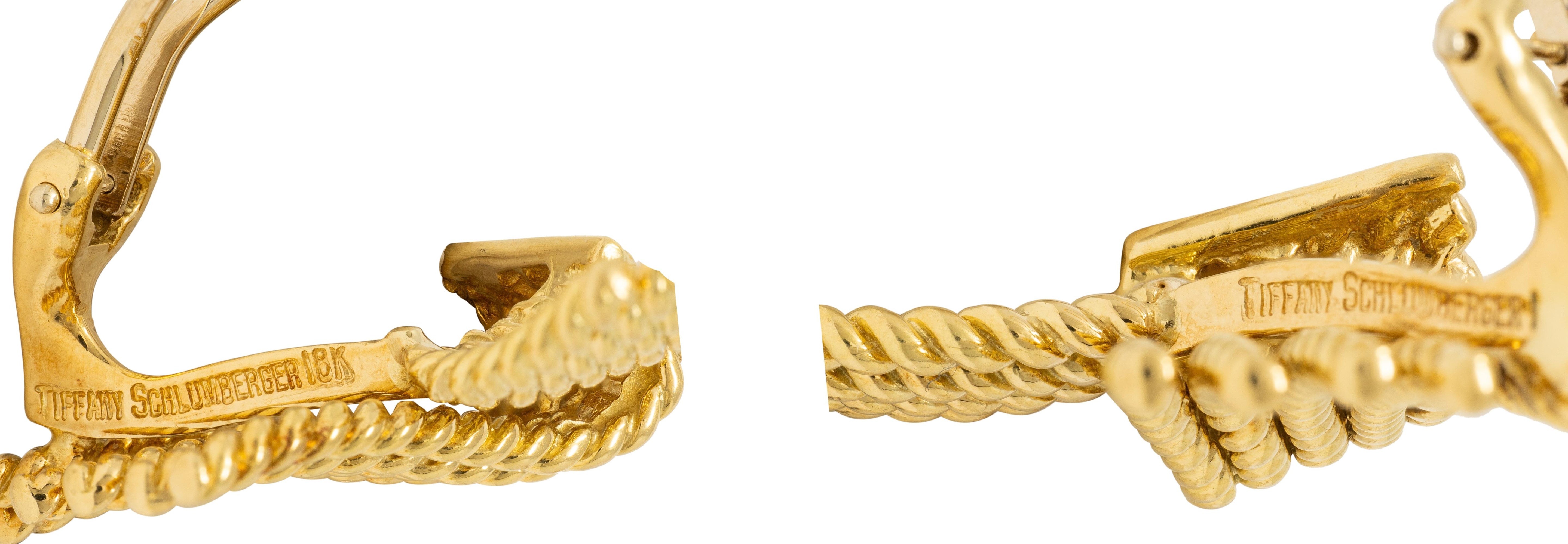 Schlumberger Tiffany & Co. 1960 18K Gold Vintage Fanning Rope Ear-Clip Earrings