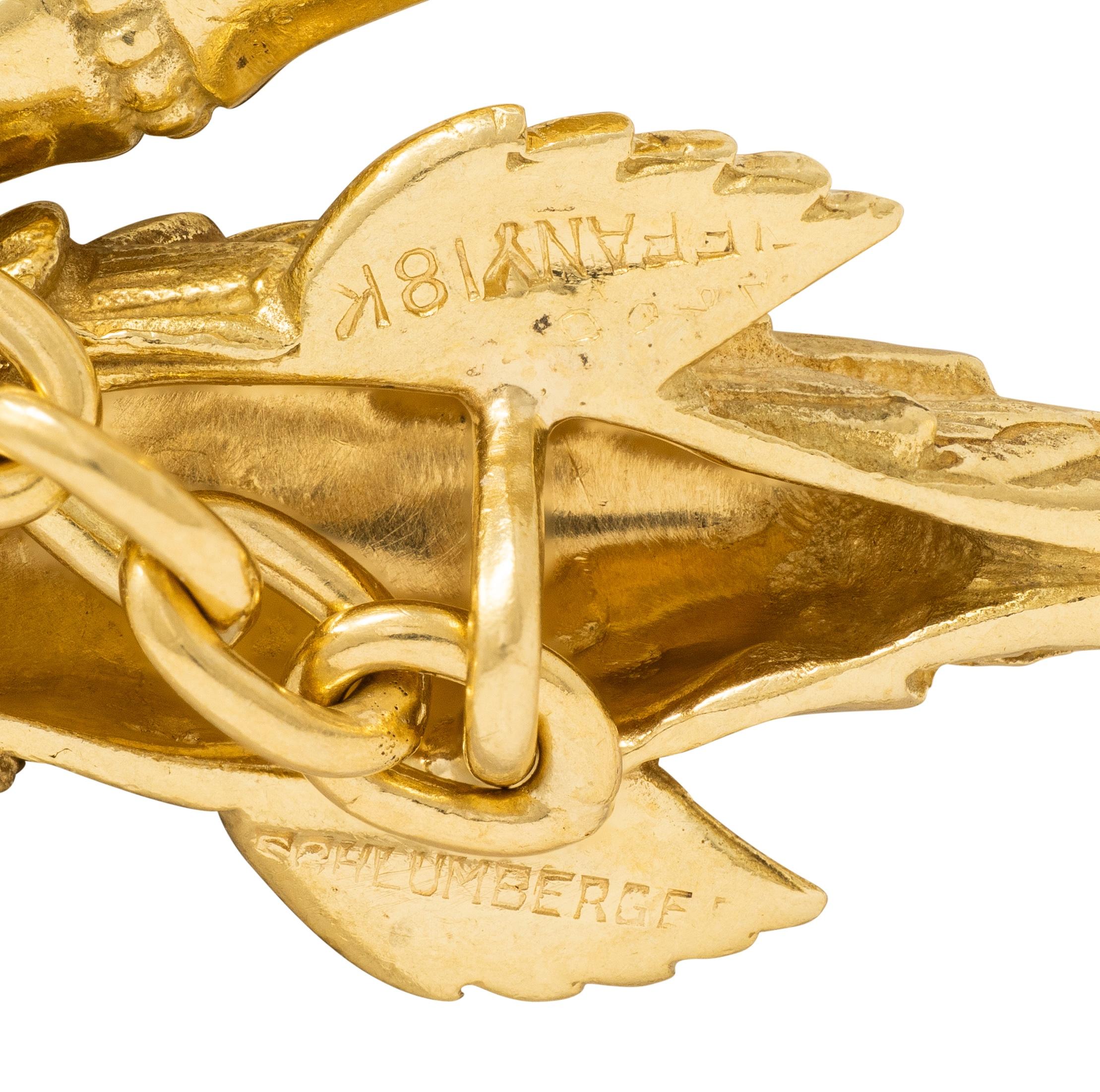 Schlumberger Tiffany & Co. 1960's Sapphire 18K Gold Vintage Fish Cufflinks