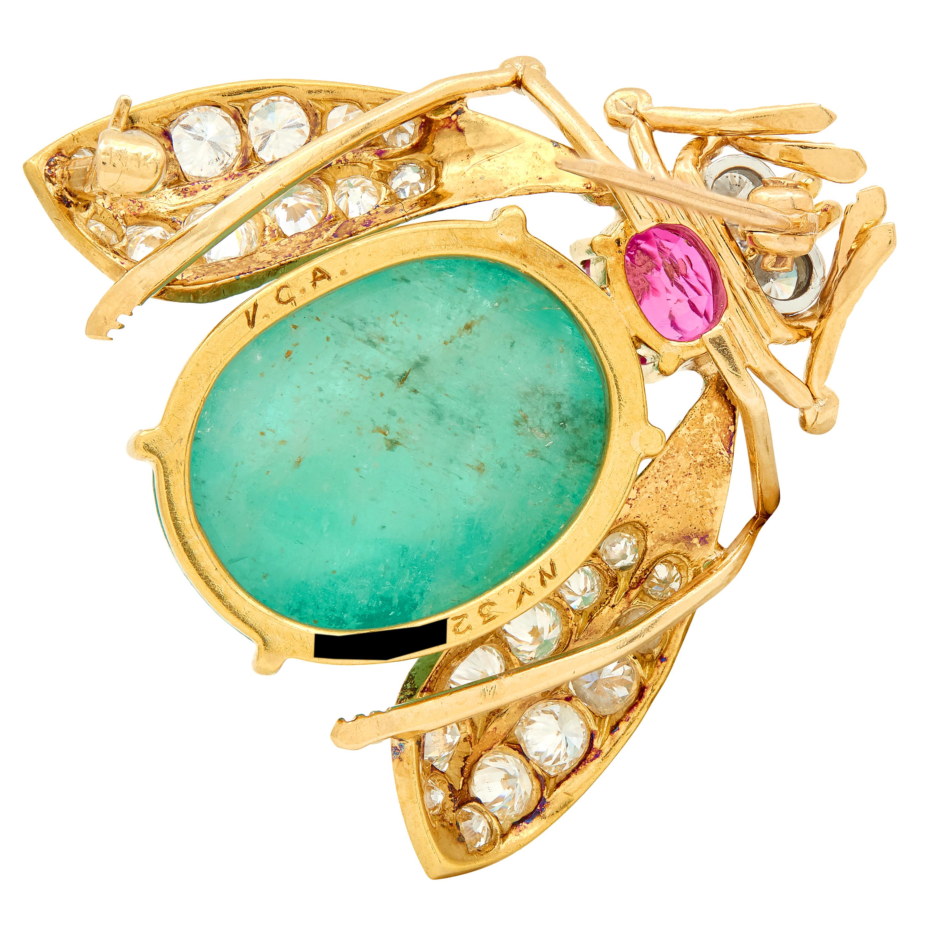 Van Cleef & Arpels 1960 19.70 CTW Multi-Gem 18K Gold Platinum Vintage Bee Brooch