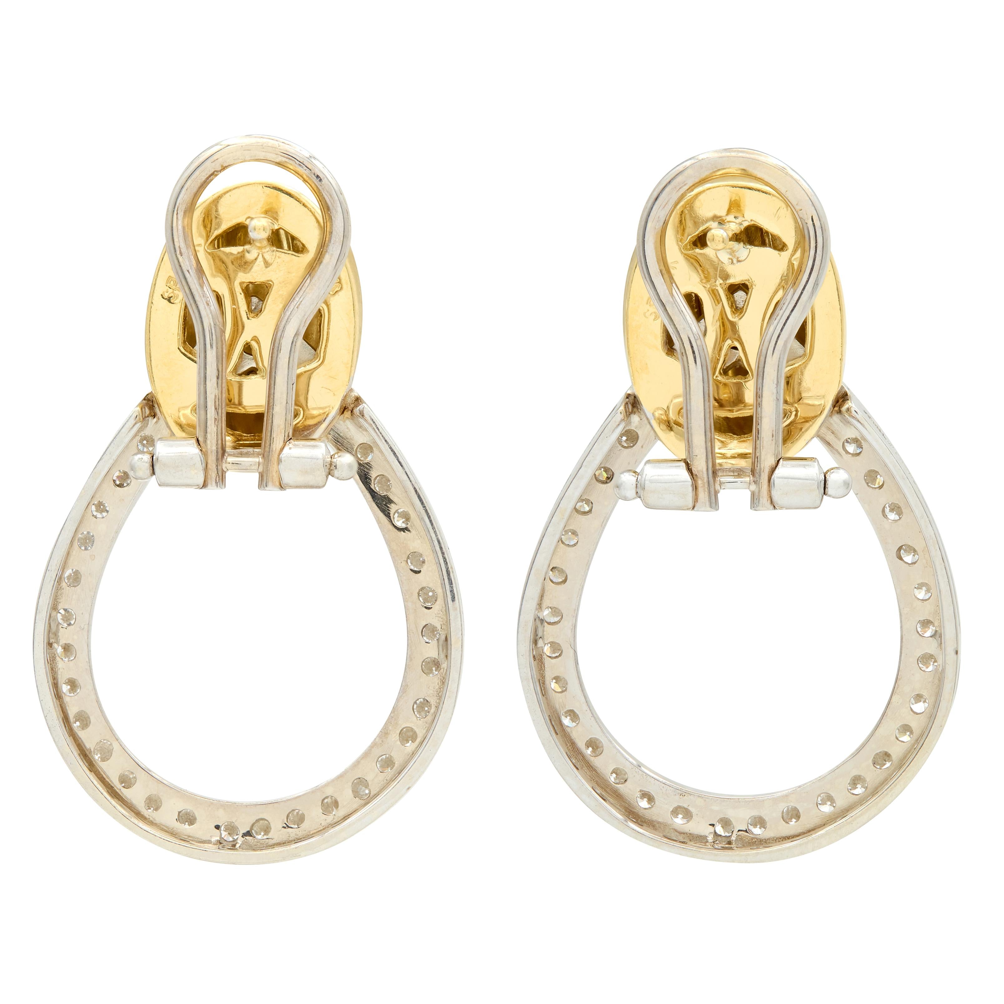 Spark 2000's Diamond 18 Karat Two-Tone Gold Door Knocker Earrings
