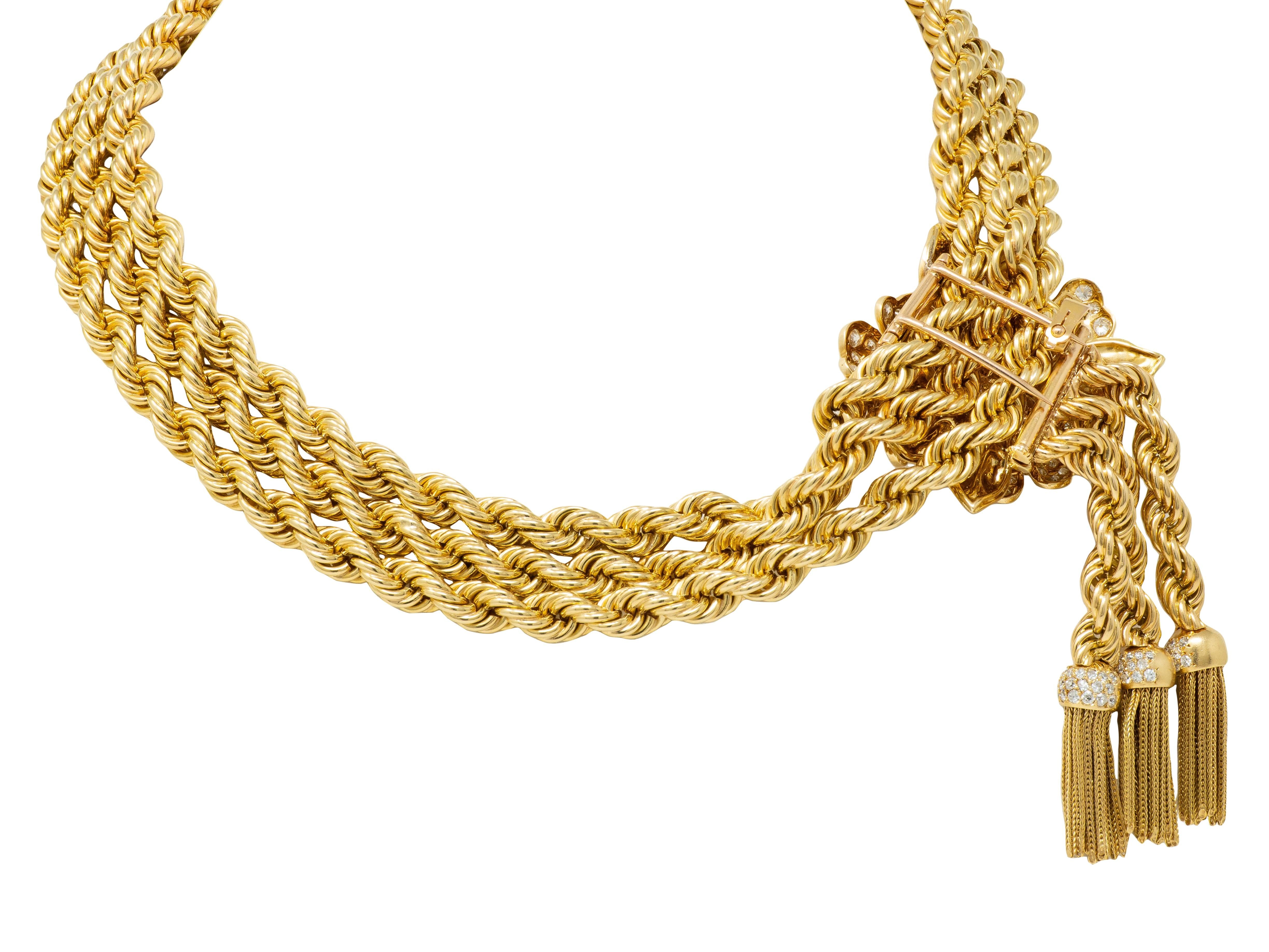 Van Cleef & Arpels 1949 French Diamond 18K Gold Vintage Brooch Necklace