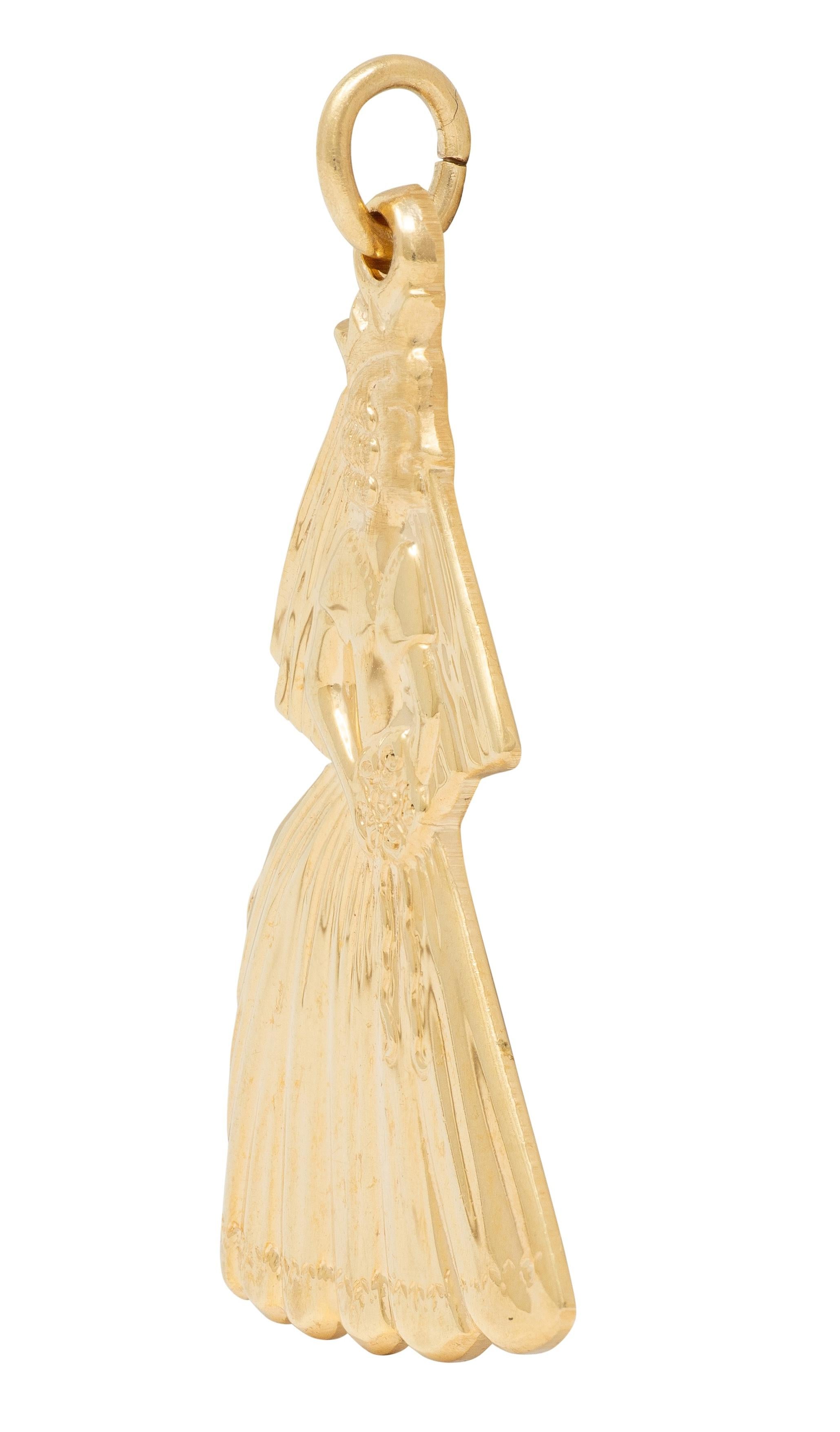 Carl Art Inc. Mid-Century 14 Karat Yellow Gold Vintage Bride Pendant Charm