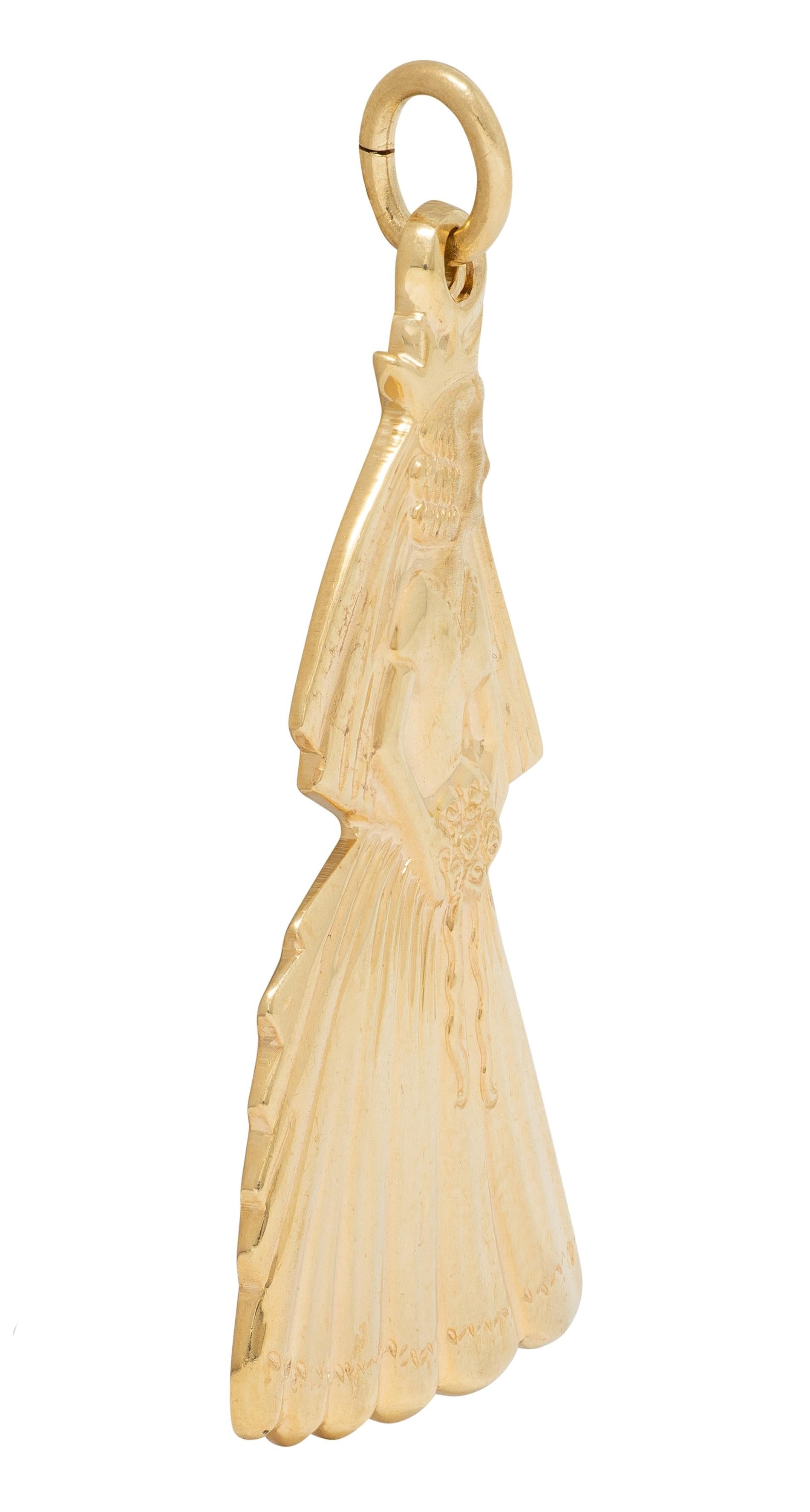 Carl Art Inc. Mid-Century 14 Karat Yellow Gold Vintage Bride Pendant Charm