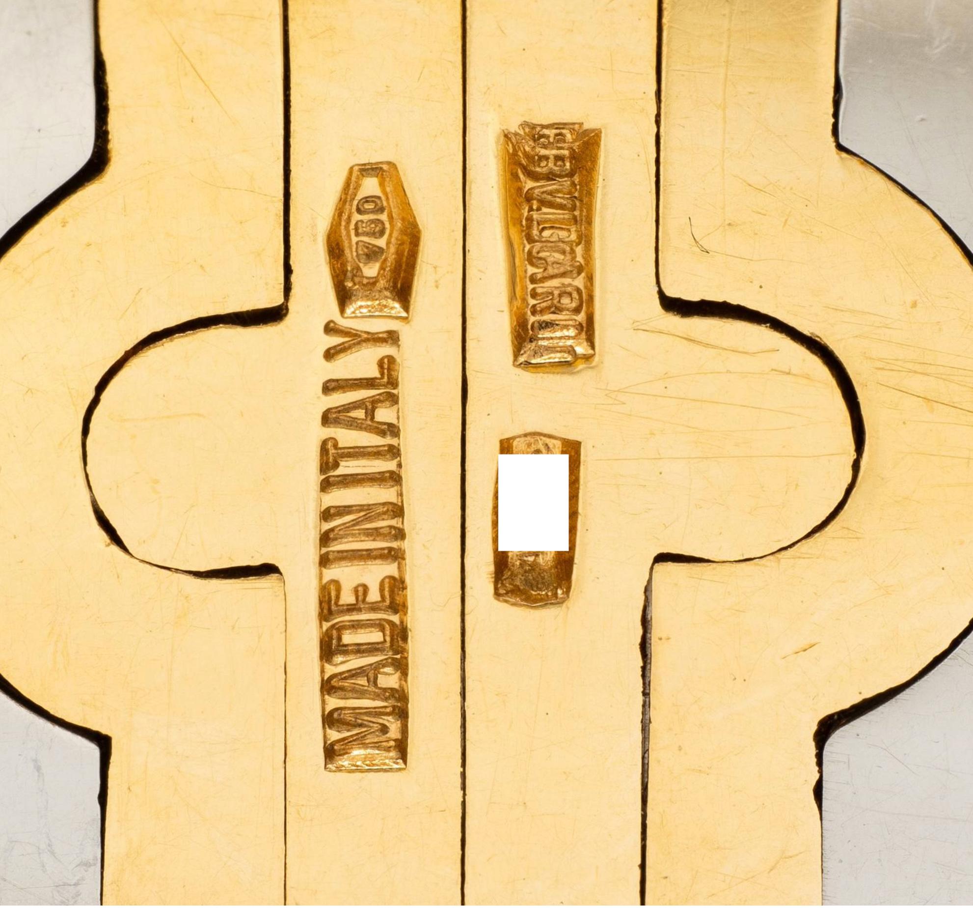 Bulgari 1980's 18 Karat Yellow Gold Steel Parentesi Cuff Bracelet