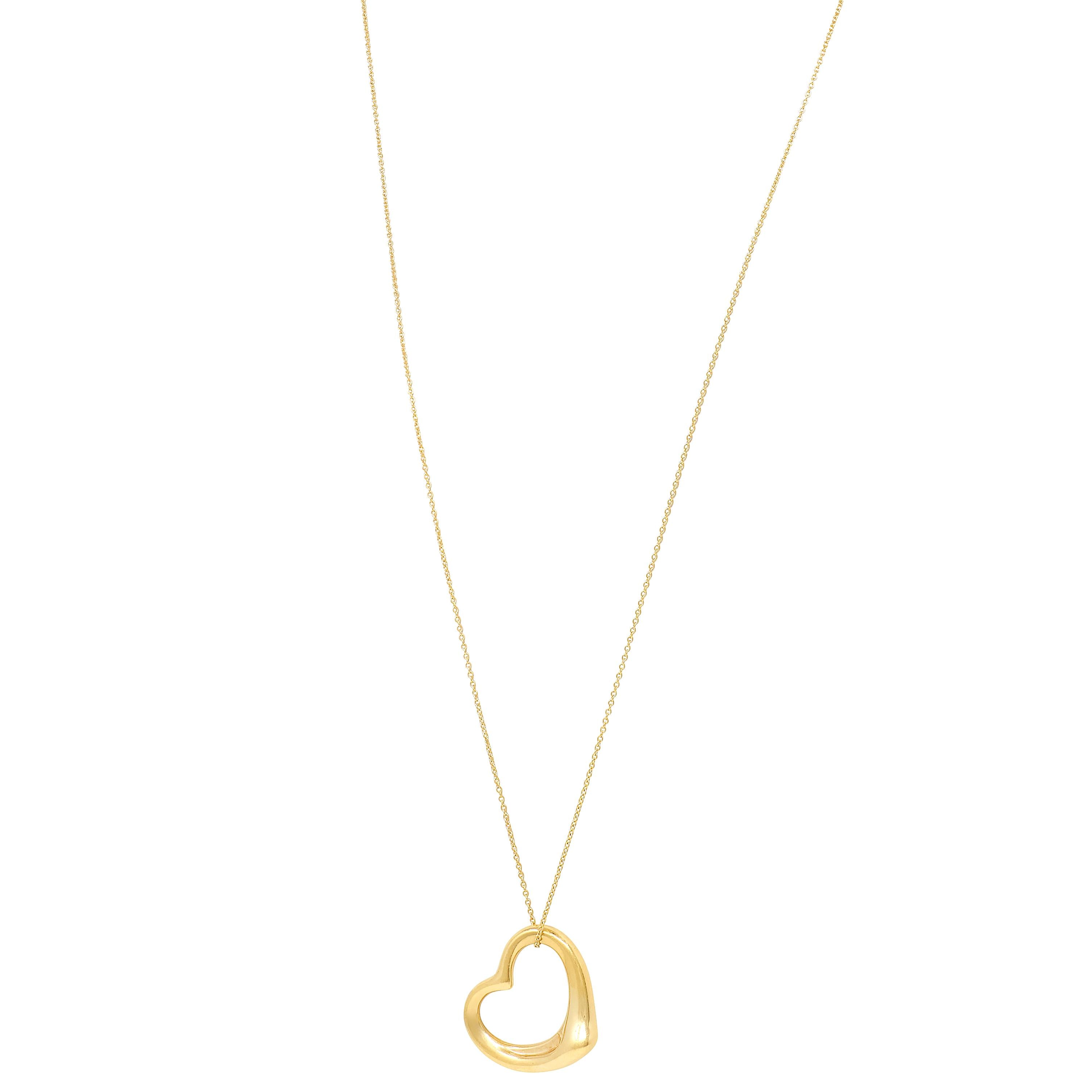 Elsa Peretti Tiffany & Co. 18 Karat Yellow Gold Vintage Open Heart Necklace