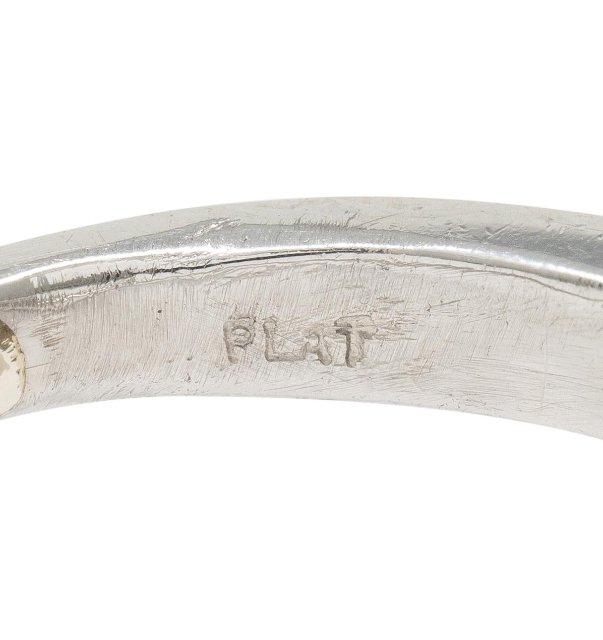 Mid-Century 4.03 CTW Diamond Platinum Vintage Three Stone Engagement Ring GIA