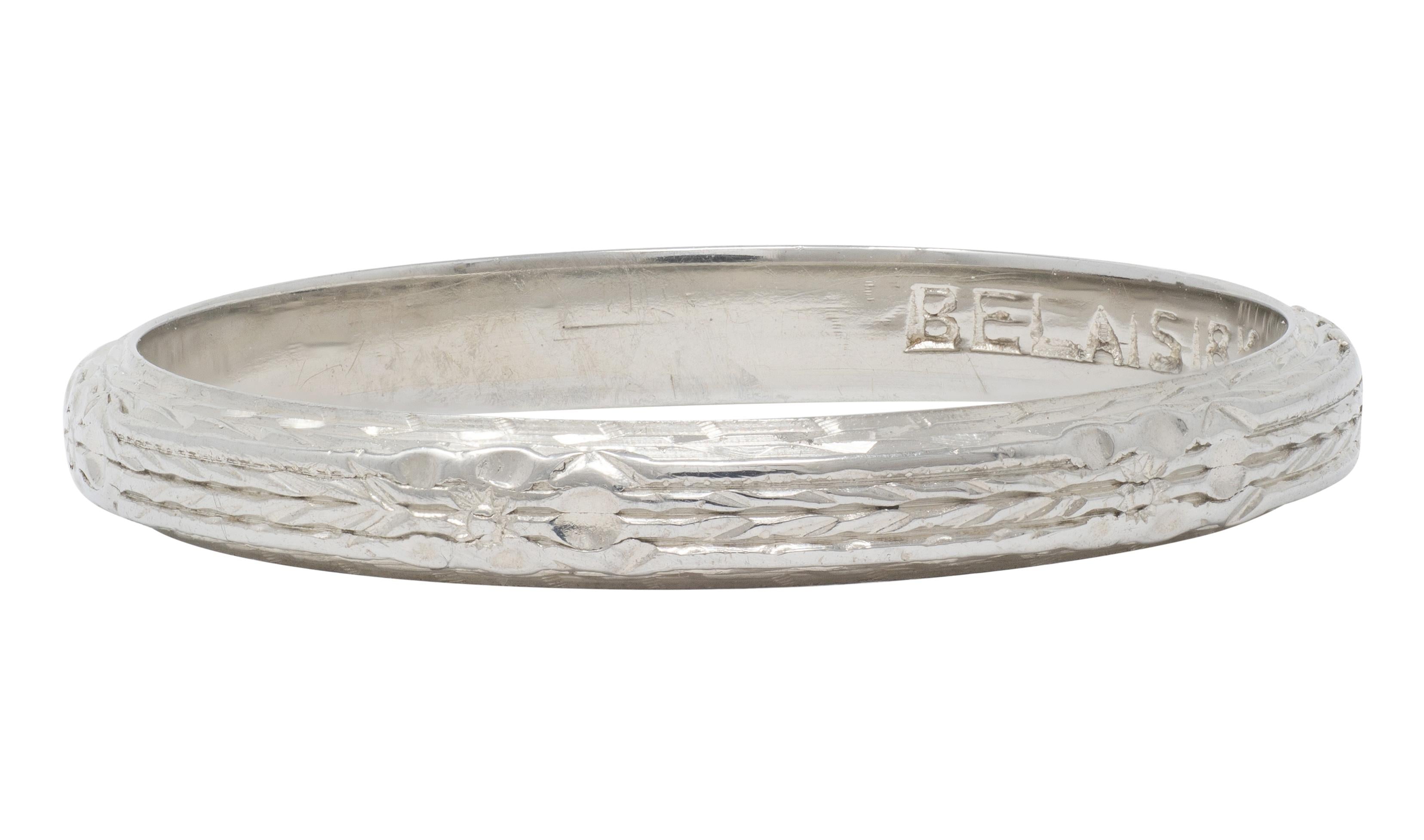 Belais Art Deco 1931 18 Karat White Gold Orange Blossom Band Ring