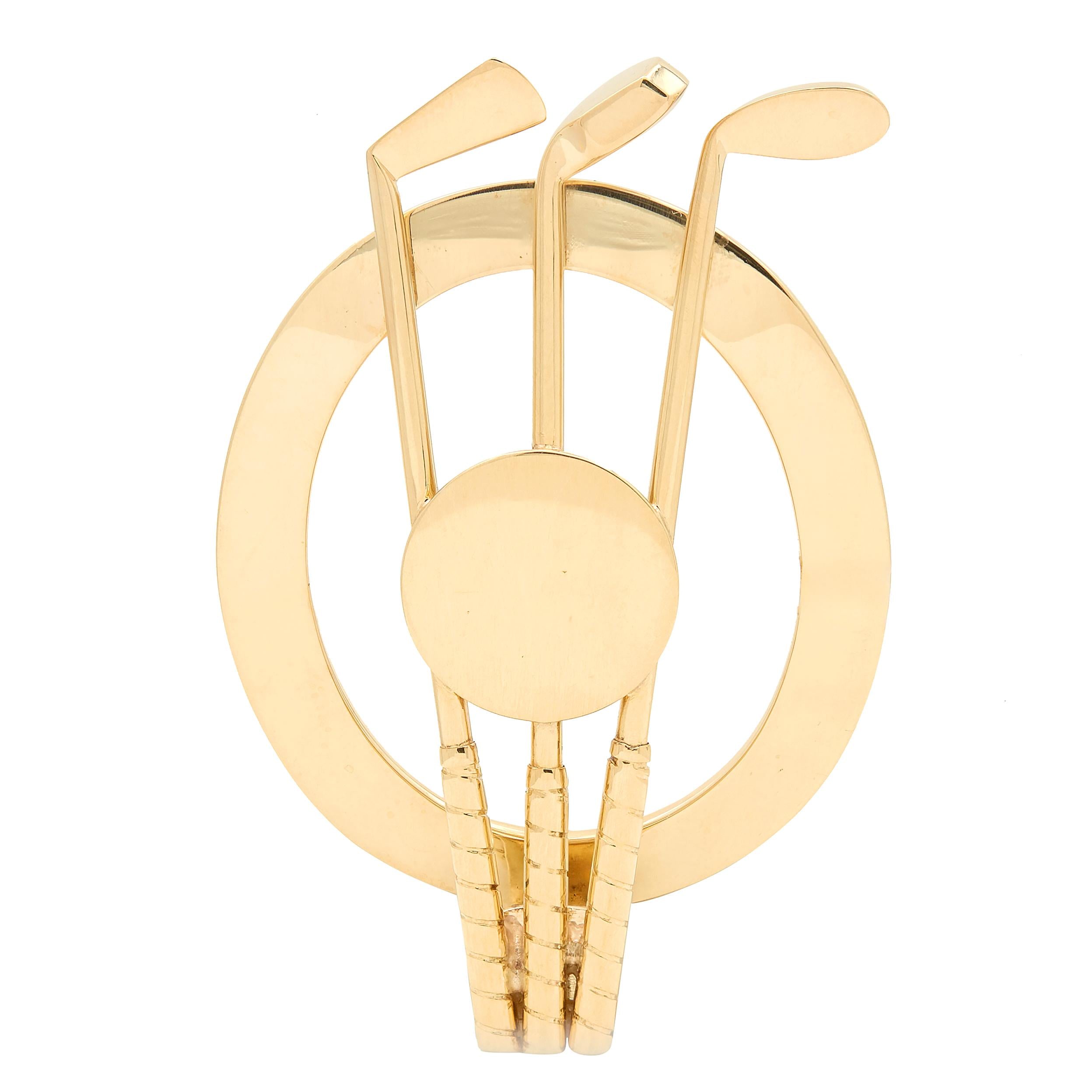 Tiffany & Co. 1940's 14 Karat Yellow Gold Vintage Unisex Golf Club Money Clip