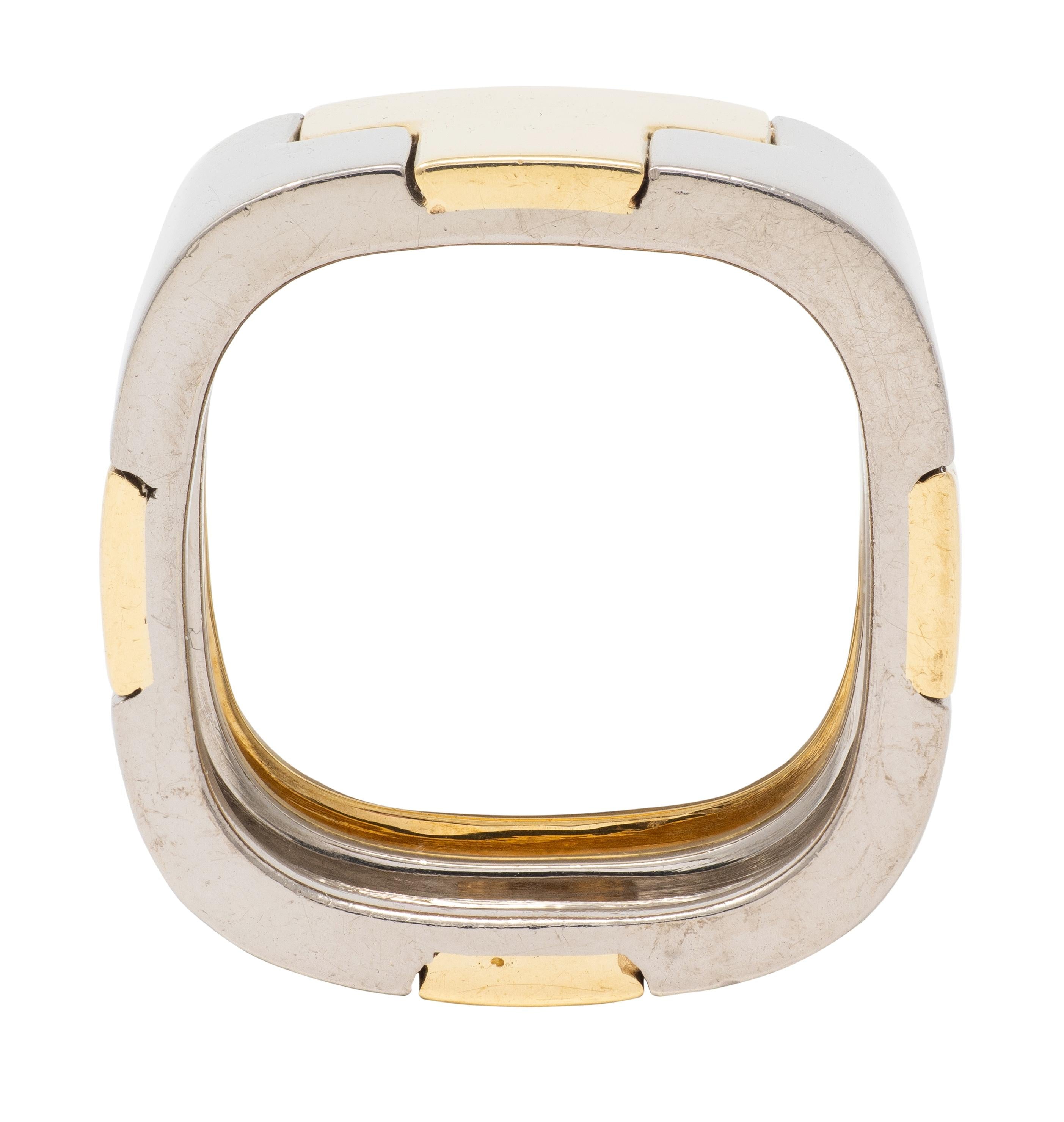 Gubelin by Paul Binder 1970's 18 Karat Two-Tone Gold Vintage T Puzzle Band Ring