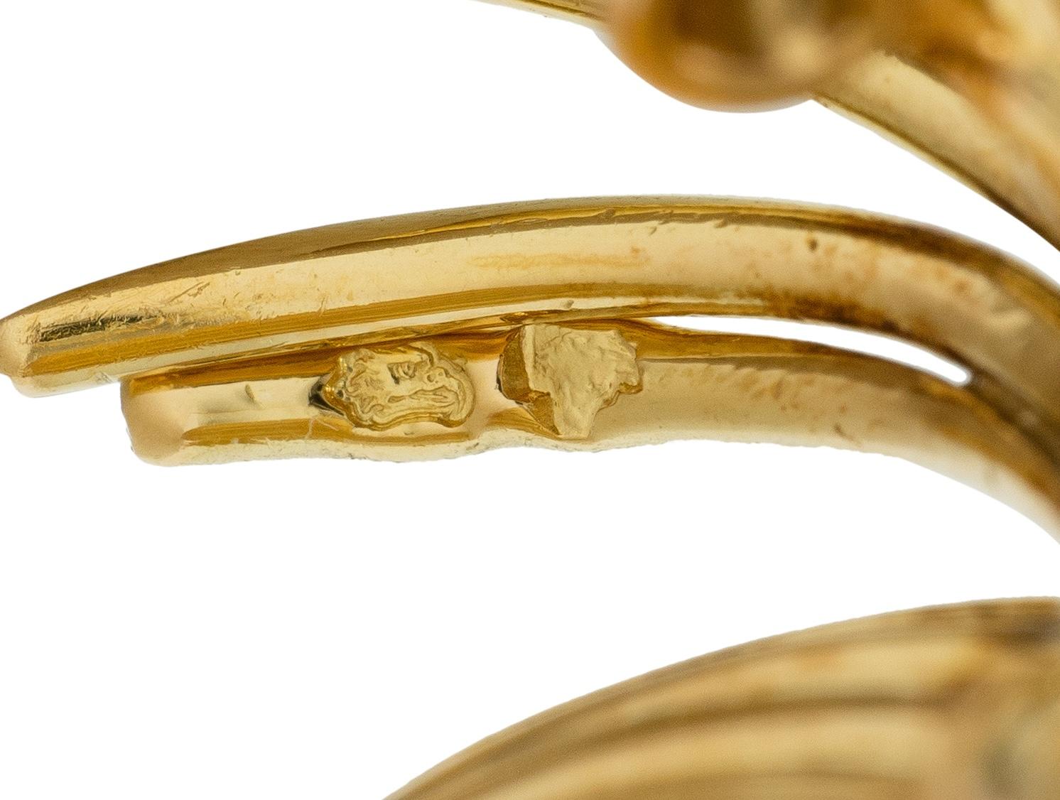 Bvlgari French 1950's Diamond Platinum 18K Gold Vintage Spray Brooch