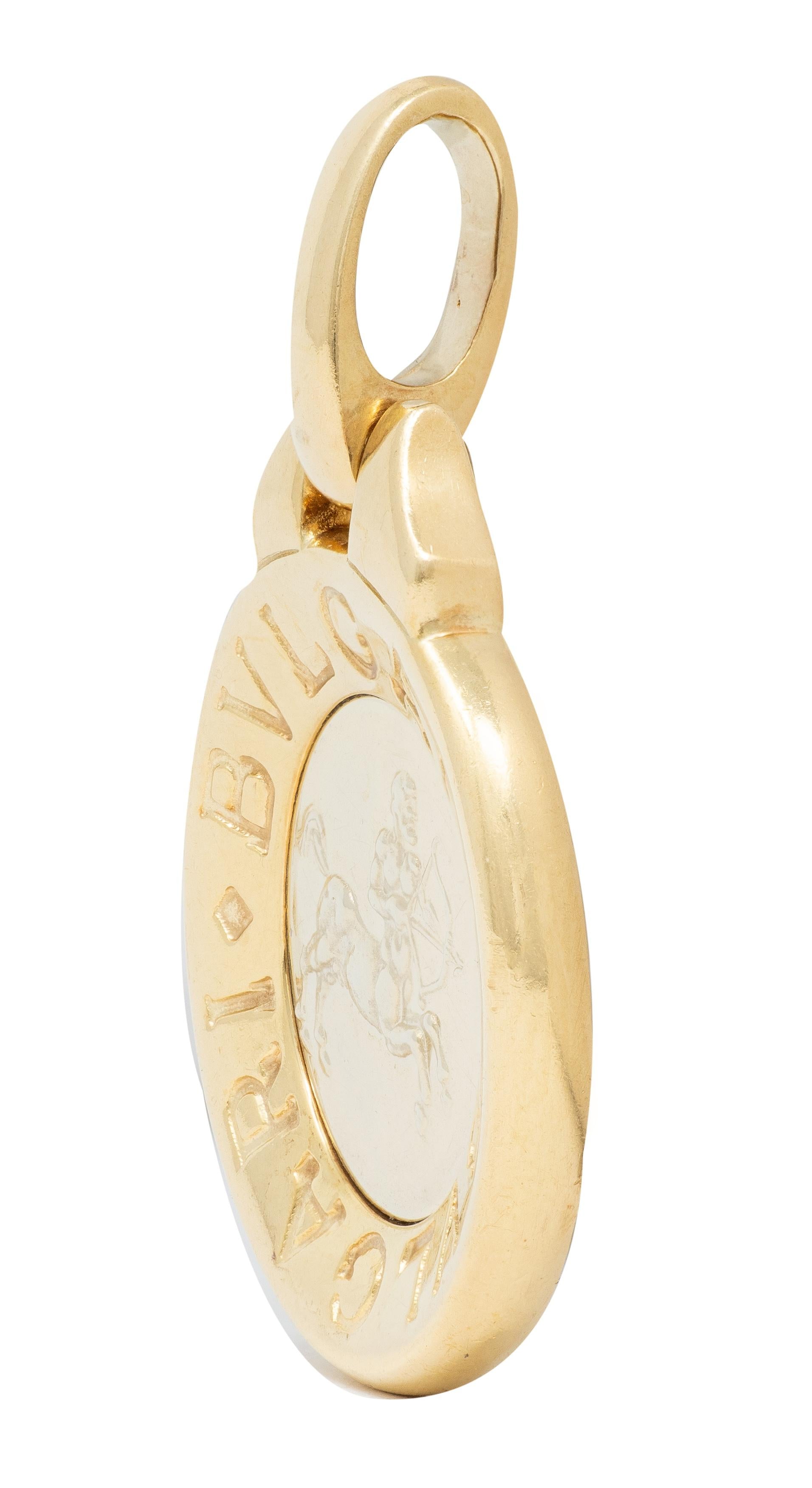Bulgari 1990's 18 Karat Two-Tone Gold Vintage Sagittarius Zodiac Pendant