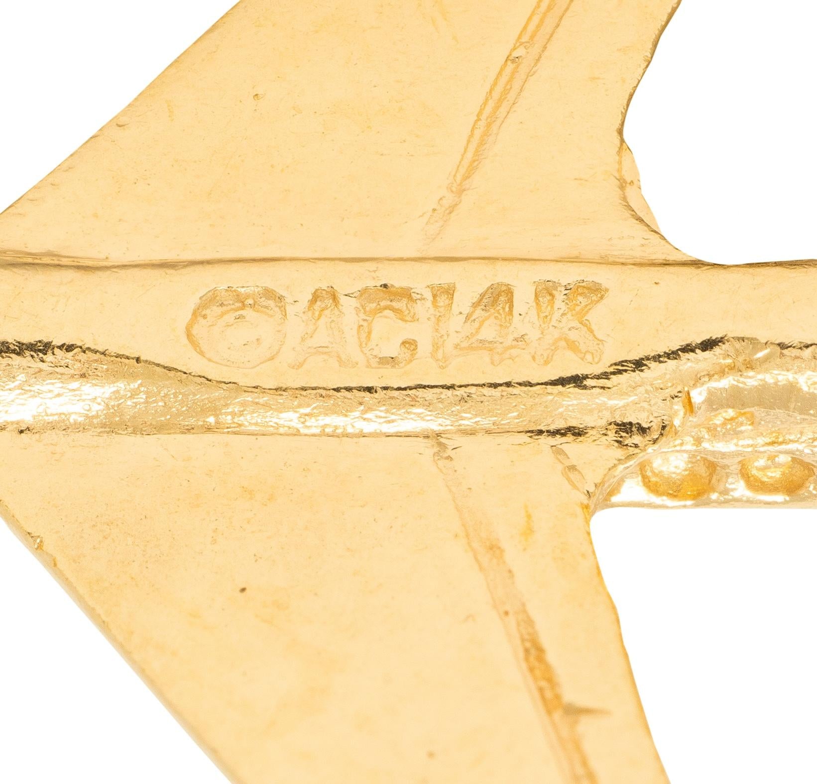 Vintage Yellow Gold 707 Plane Pendant Fringe Airplane Necklace