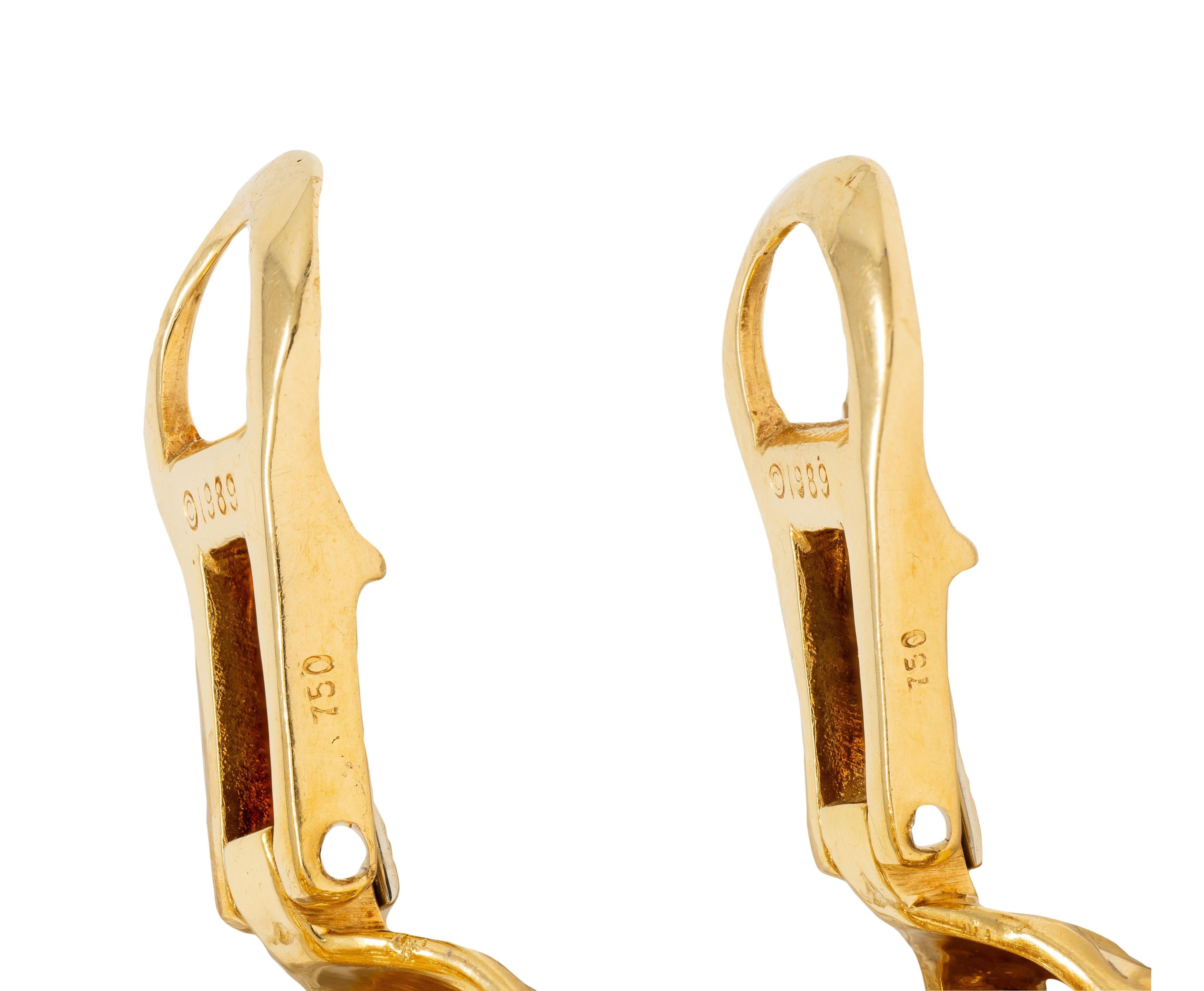 Tiffany & Co. 1989 18 Karat Yellow Gold Woven Vannerie Ear-Clip Earrings