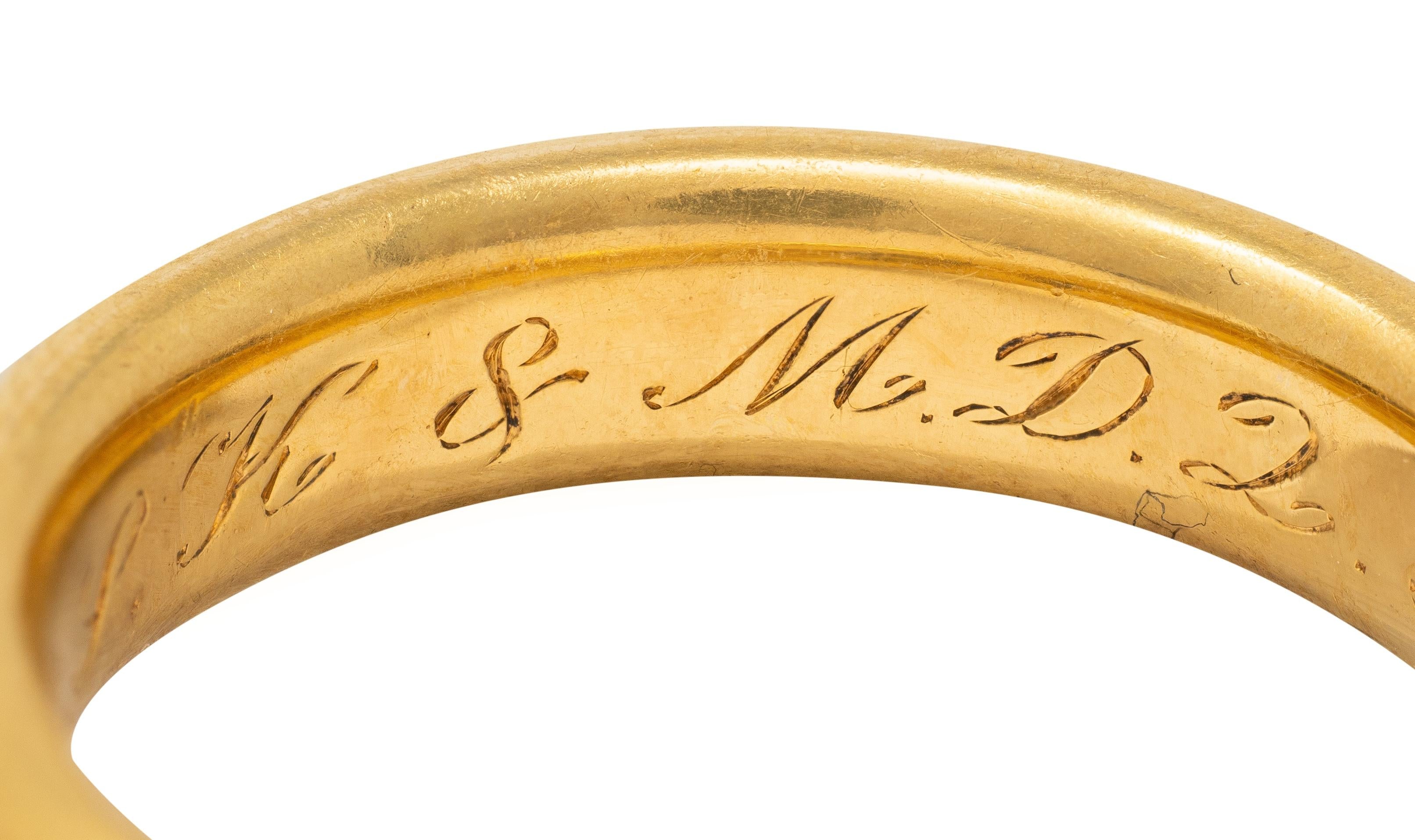 Tiffany & Co. 1905 18 Karat Yellow Gold Inscribed Antique Wedding Band Ring