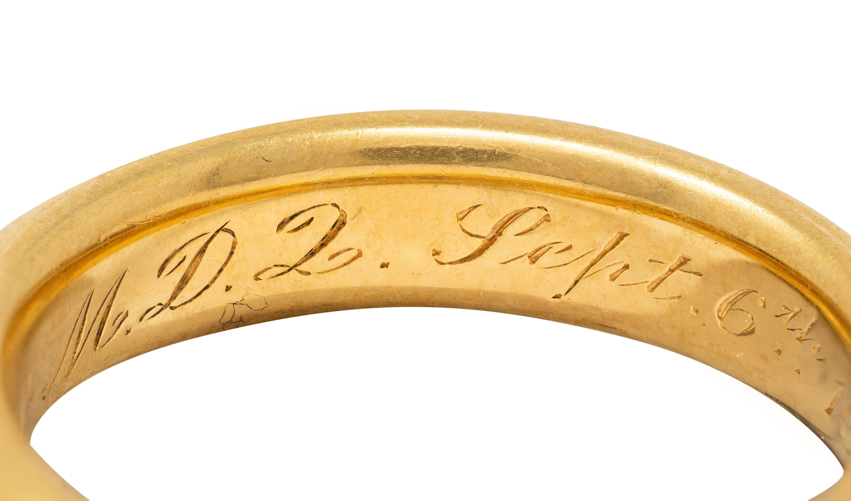 Tiffany & Co. 1905 18 Karat Yellow Gold Inscribed Antique Wedding Band Ring