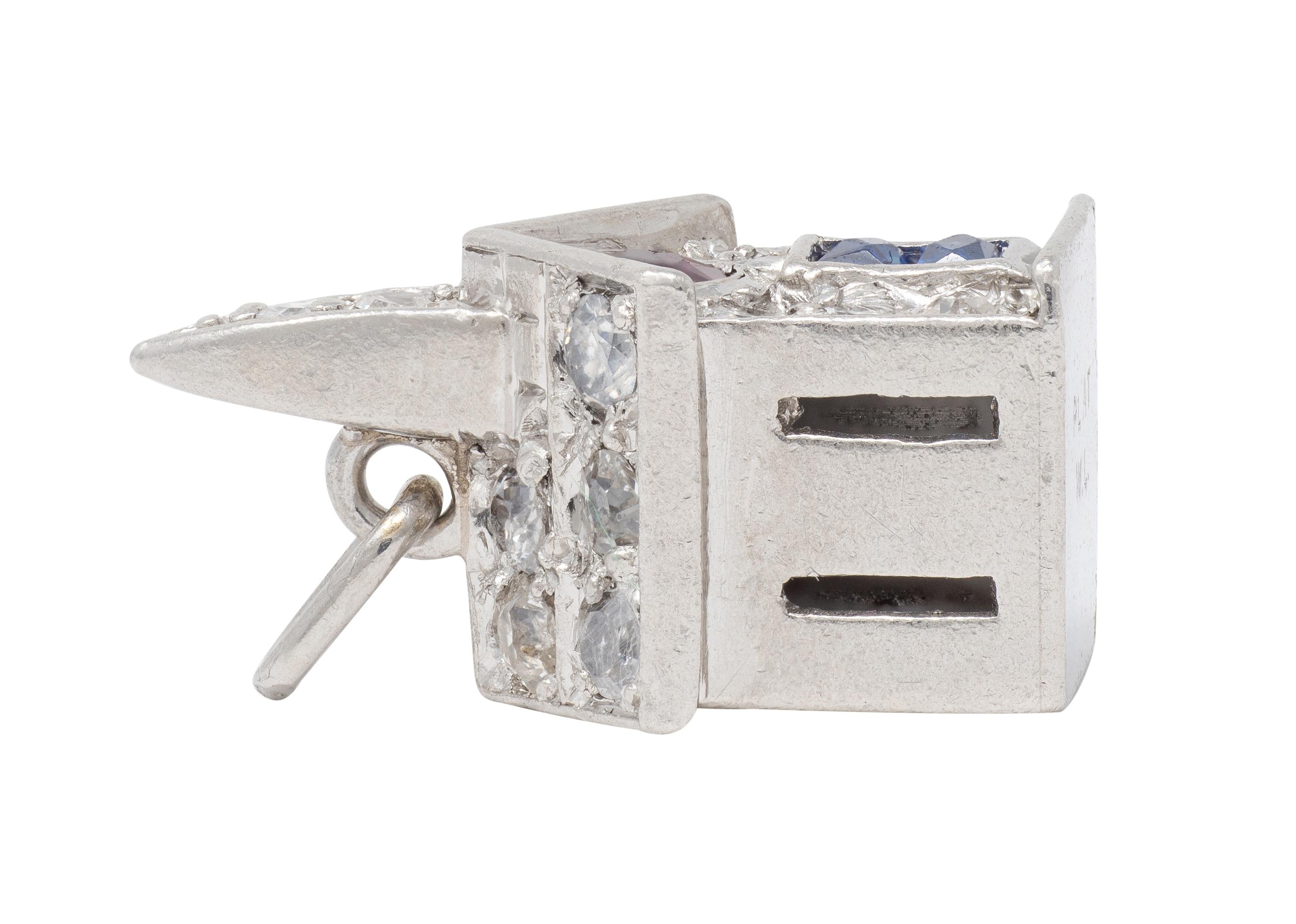 Art Deco Walter Lampl Ruby Sapphire Diamond Platinum Vintage Church House Charm
