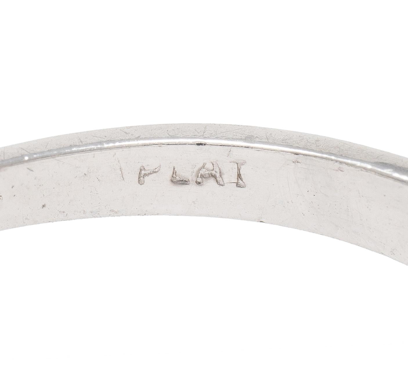 Mid-Century 1.11 CTW Diamond Platinum Scrolling Ribbon Vintage Engagement Ring