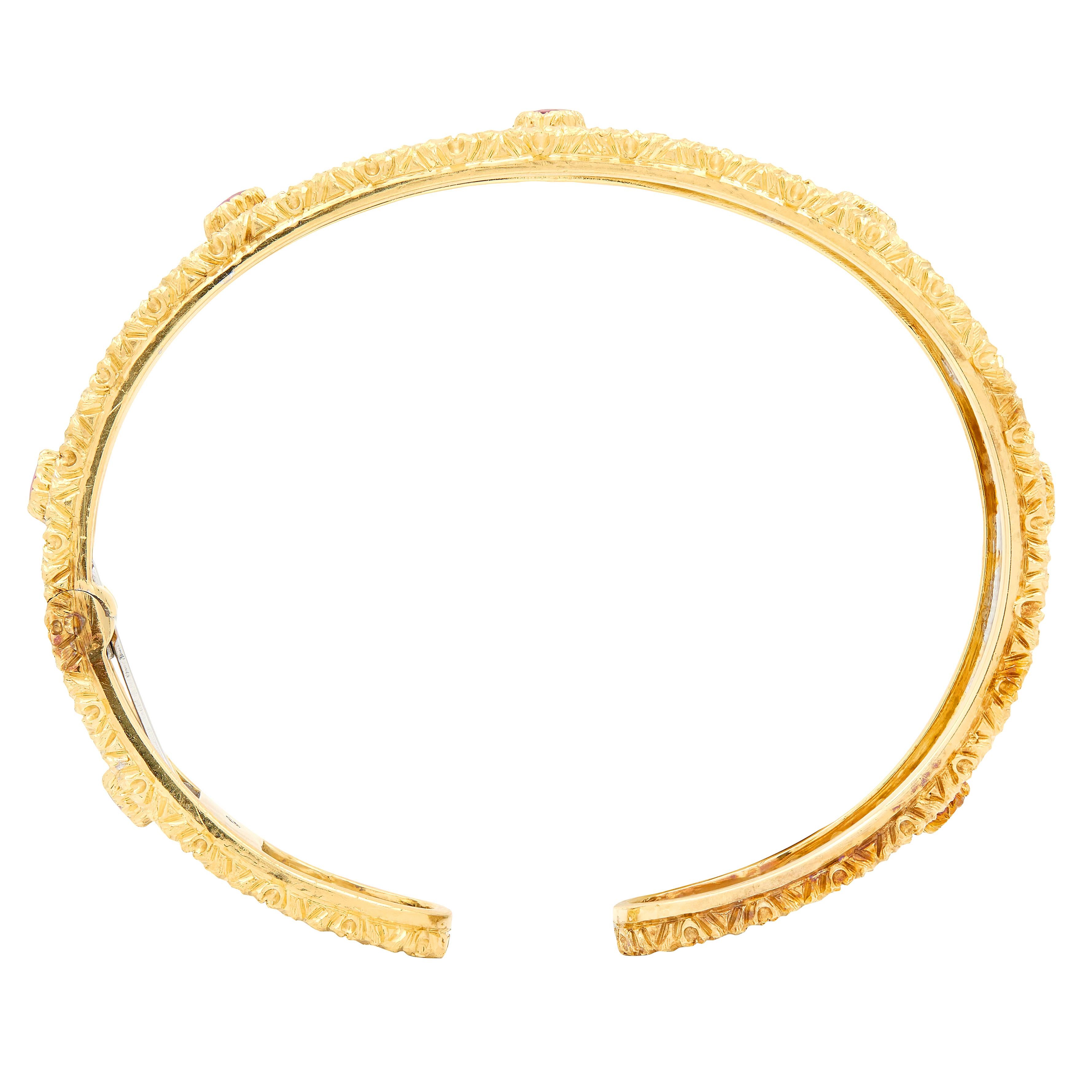 Buccellati Ruby 18K Two-Tone White Yellow Gold Vintage Macri Capri Cuff Bracelet