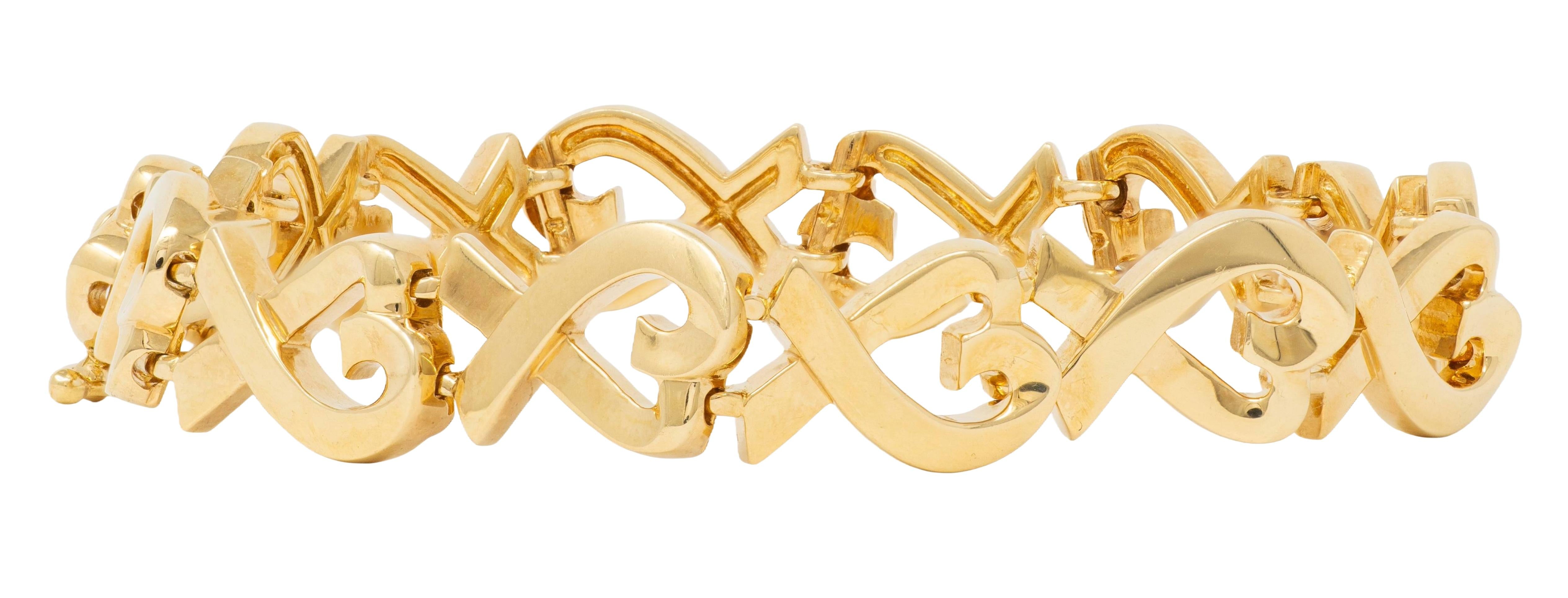 Tiffany & Co. Paloma Picasso 1980's 18K Gold Vintage Loving Hearts Bracelet