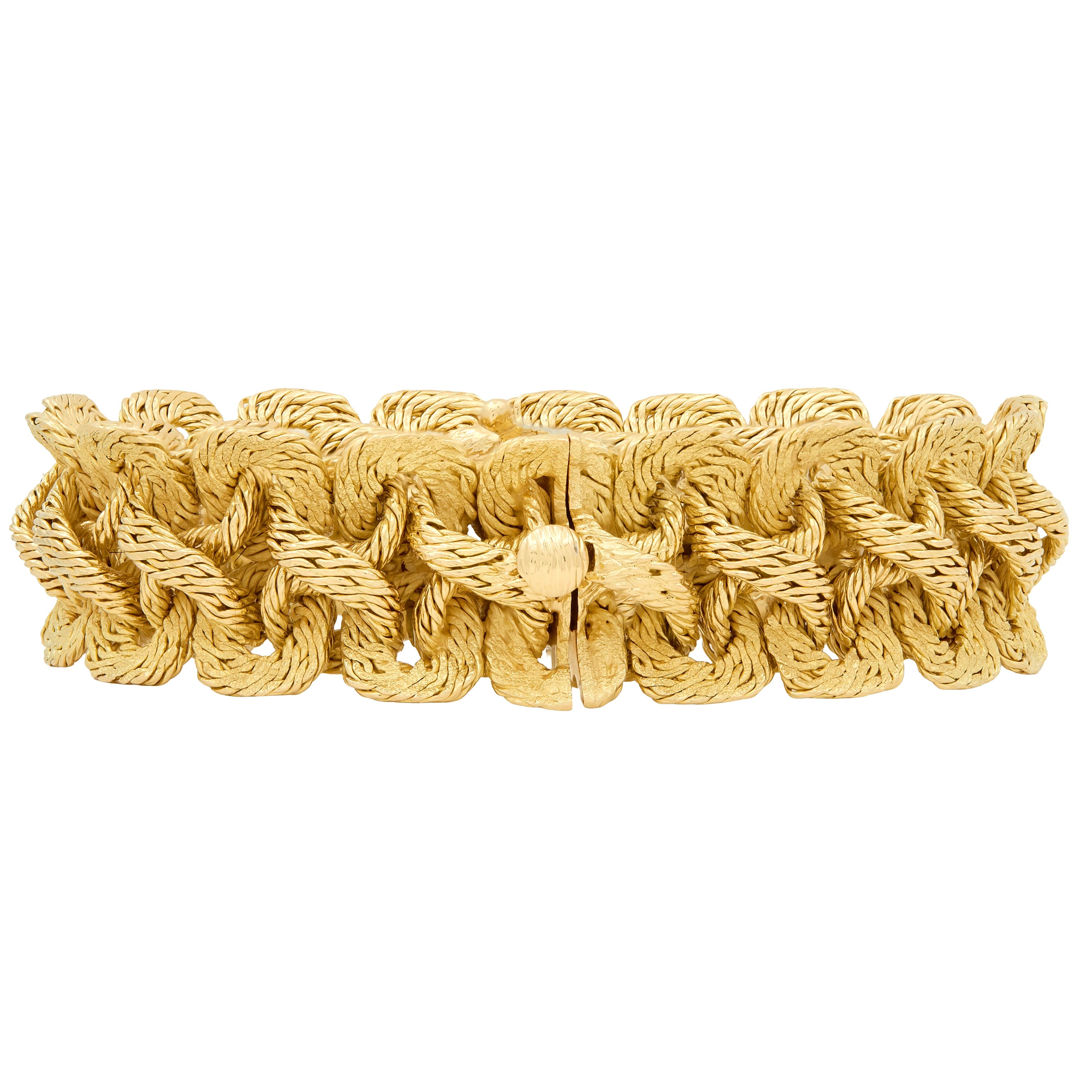 Bulgari Georges L'Enfant 1970's 18K Gold Vintage Woven Mesh Link Bracelet