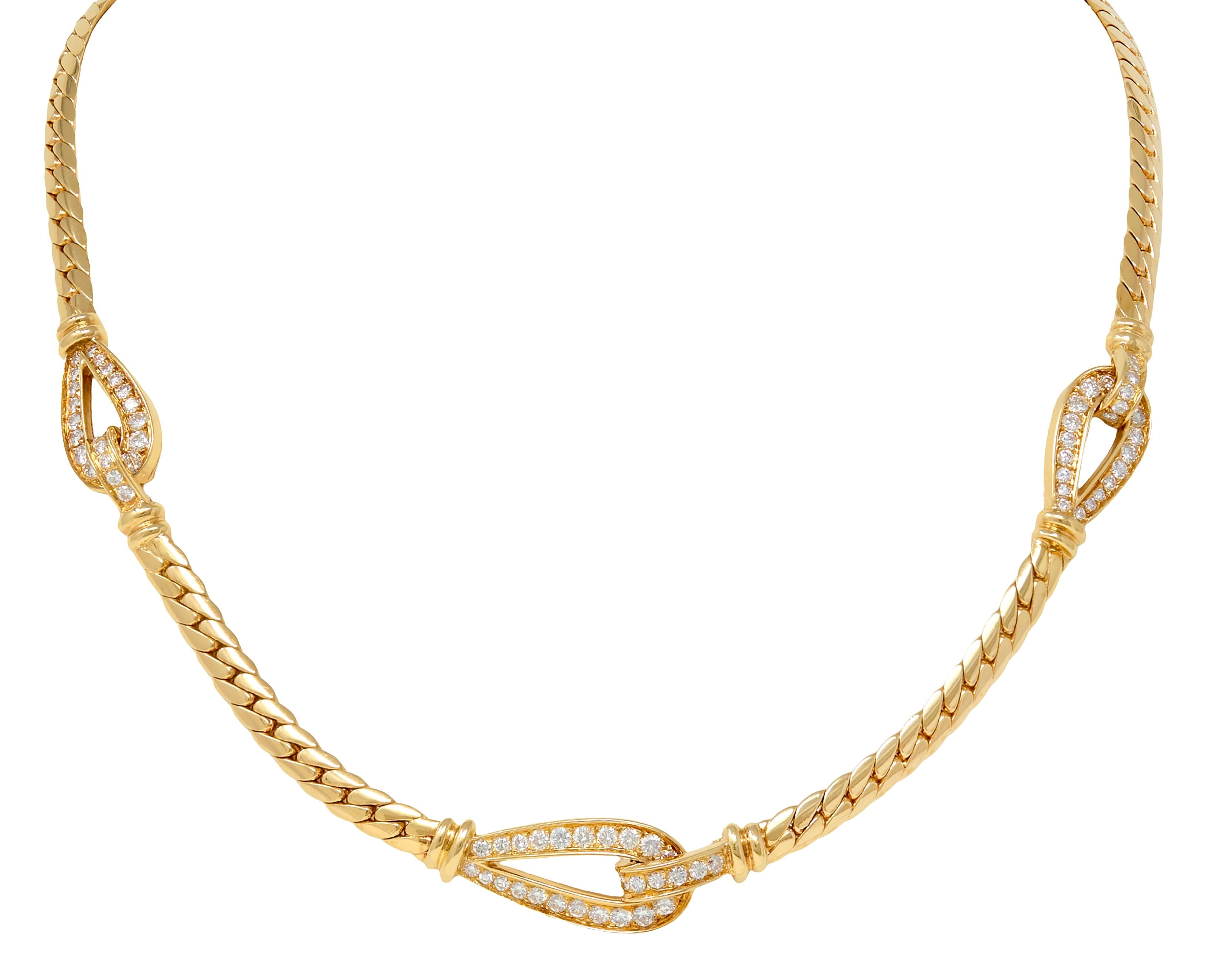 Cartier Georges L'Enfant French 1970's Diamond 18K Yellow Gold Vintage Necklace