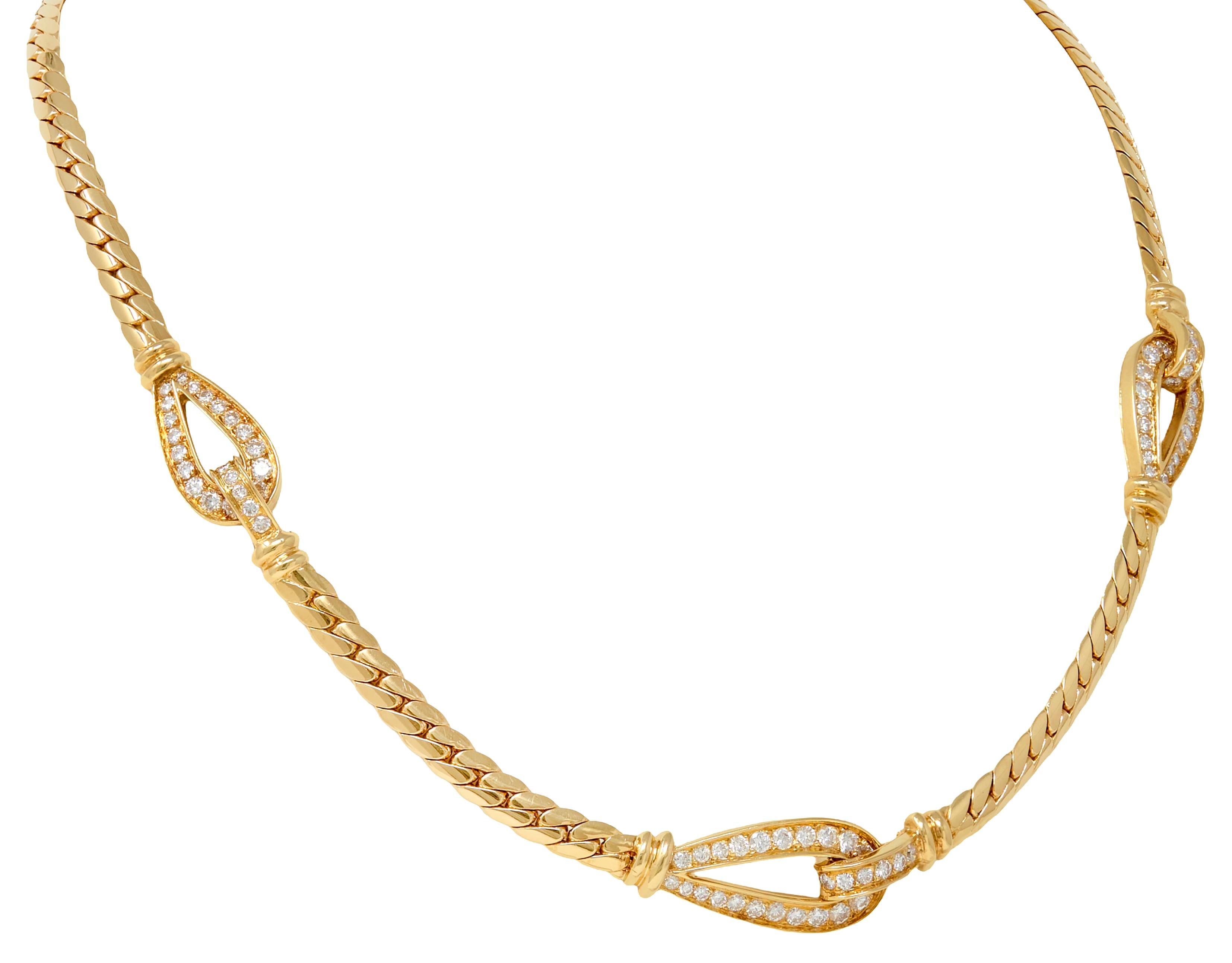 Cartier Georges L'Enfant French 1970's Diamond 18K Yellow Gold Vintage Necklace