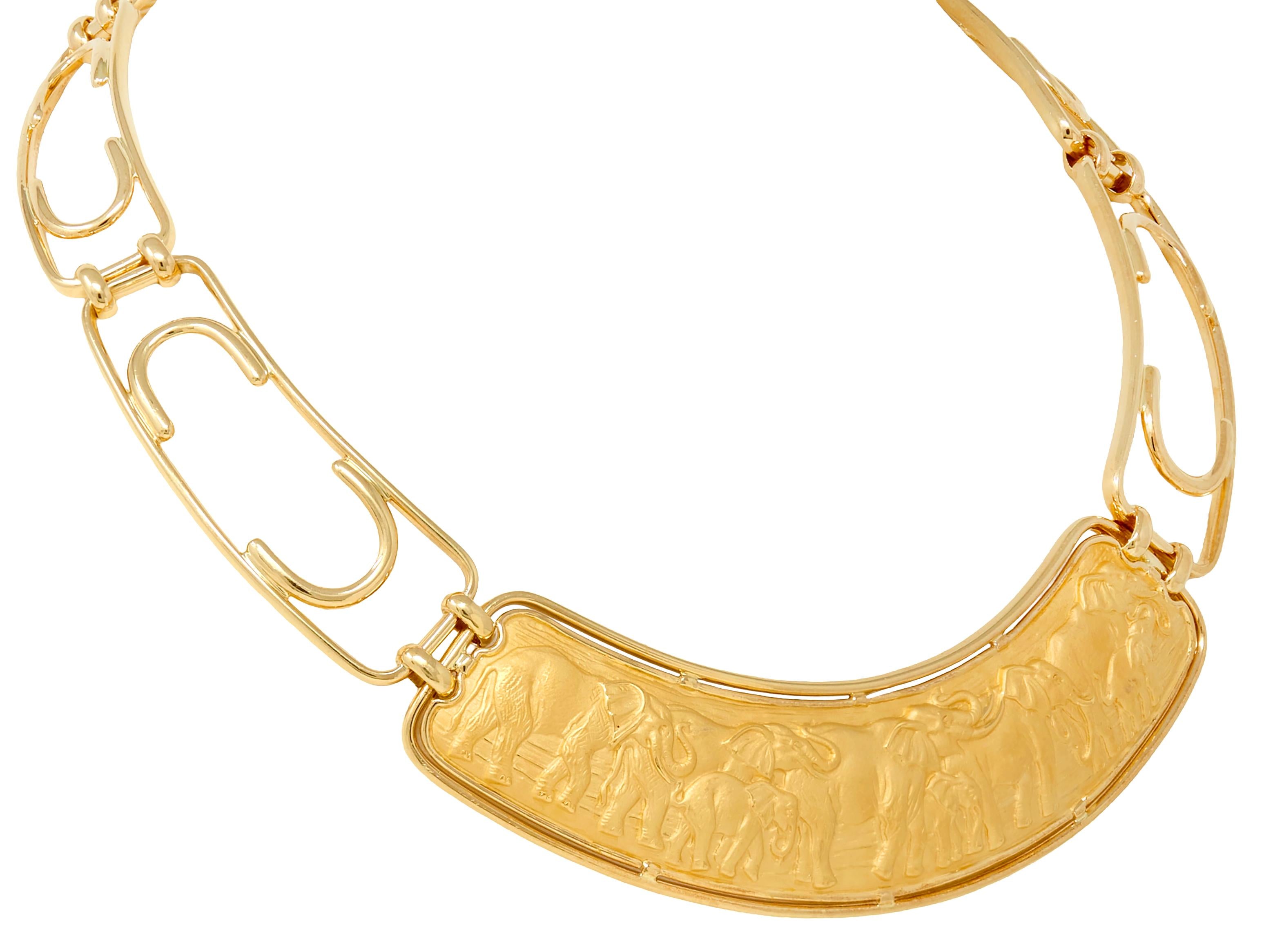 Carrera y Carrera 18 Karat Yellow Gold Vintage Elephant Animal Collar Necklace