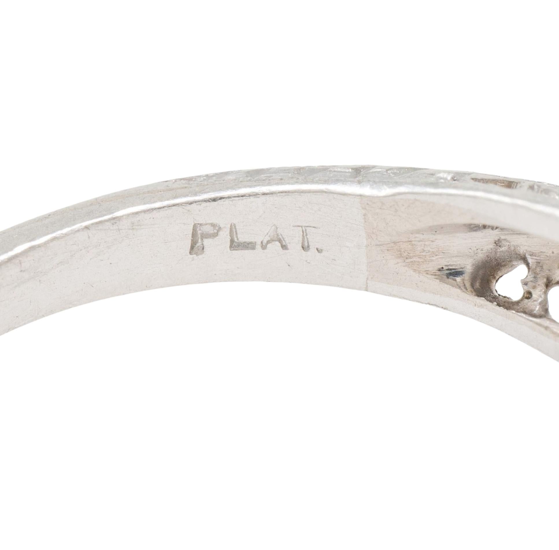 Art Deco 1.52 CTW Old Mine Cut Diamond Sapphire Platinum Vintage Engagement Ring