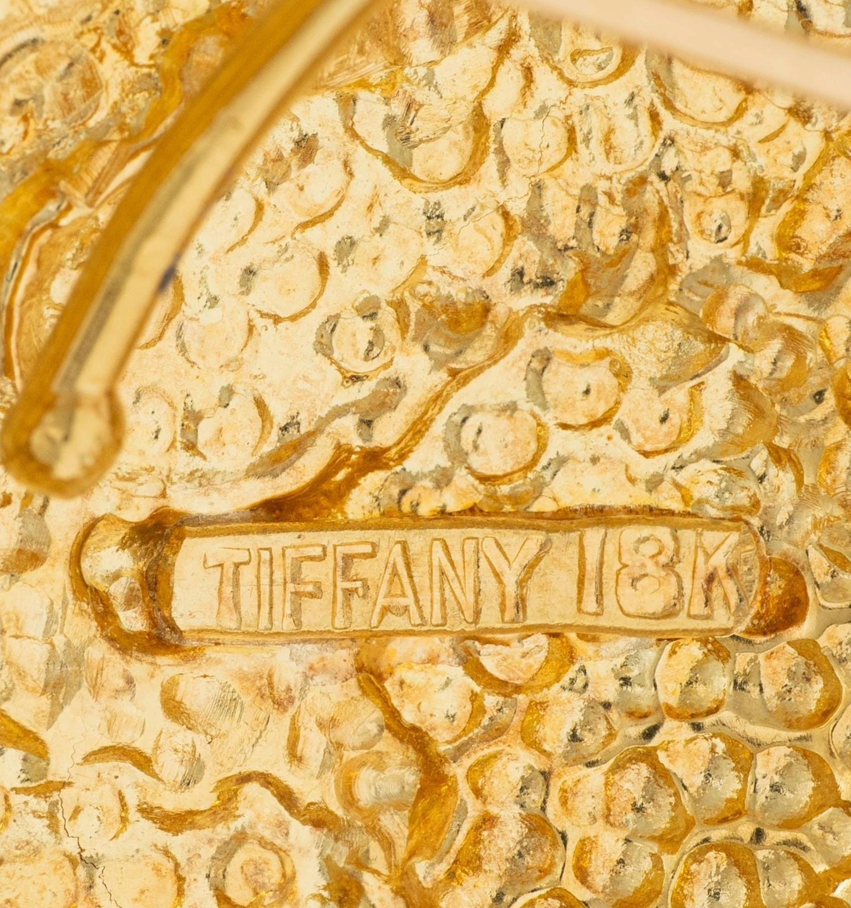 Tiffany & Co. 1980's 18 Karat Yellow Gold Vintage Squiggle Cushion Brooch