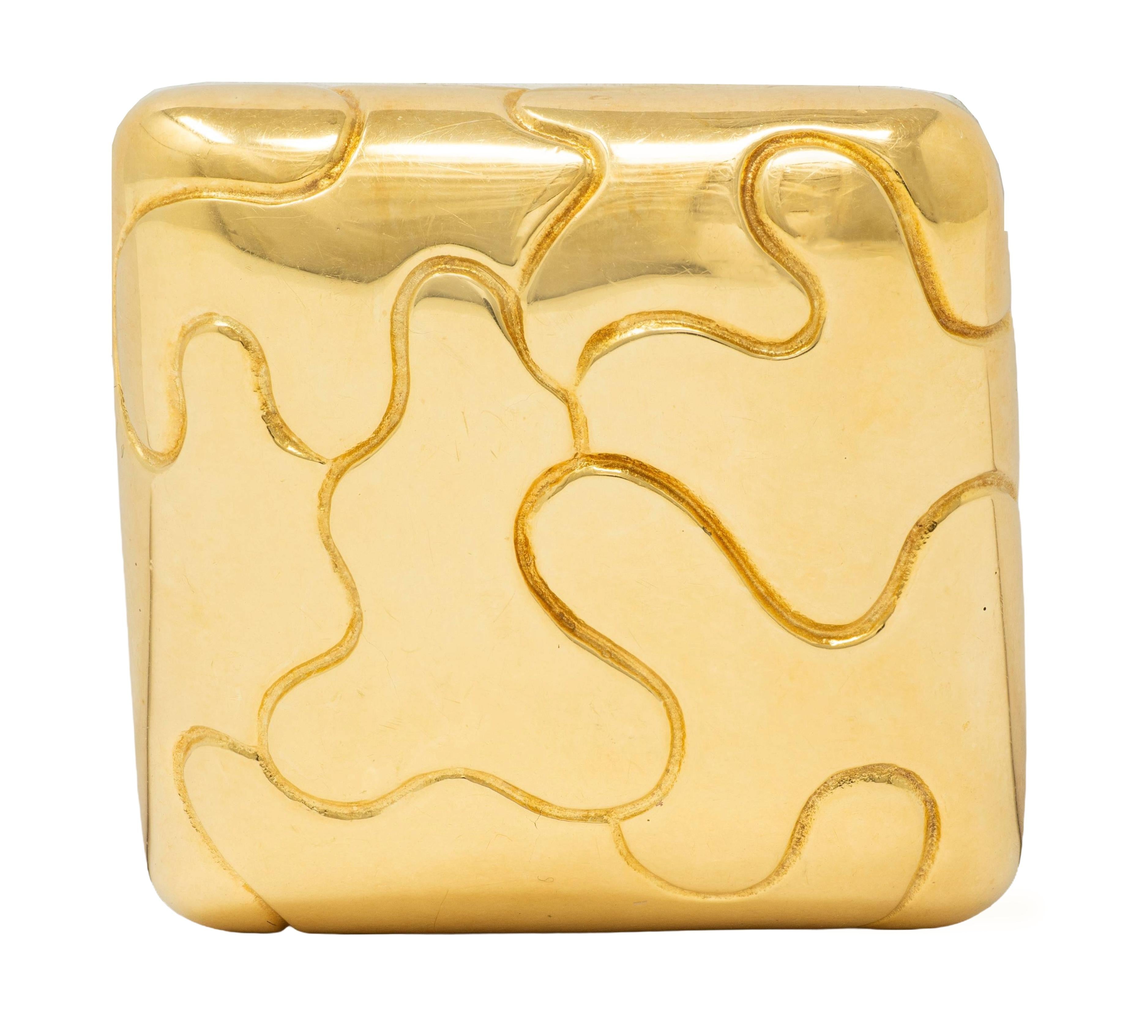 Tiffany & Co. 1980's 18 Karat Yellow Gold Vintage Squiggle Cushion Brooch