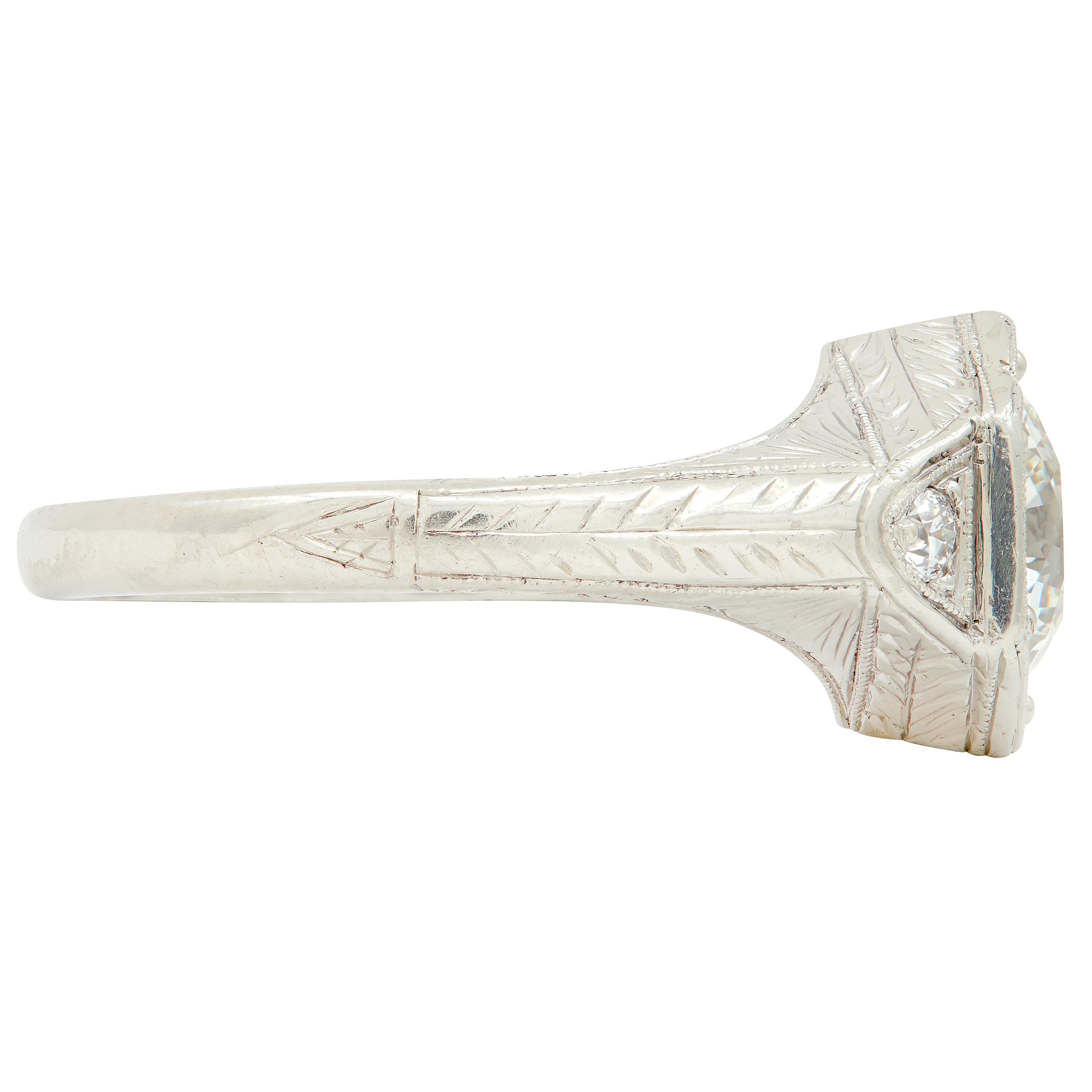 Art Deco Old European Cut Diamond 14K Gold Wheat Vintage Engagement Ring