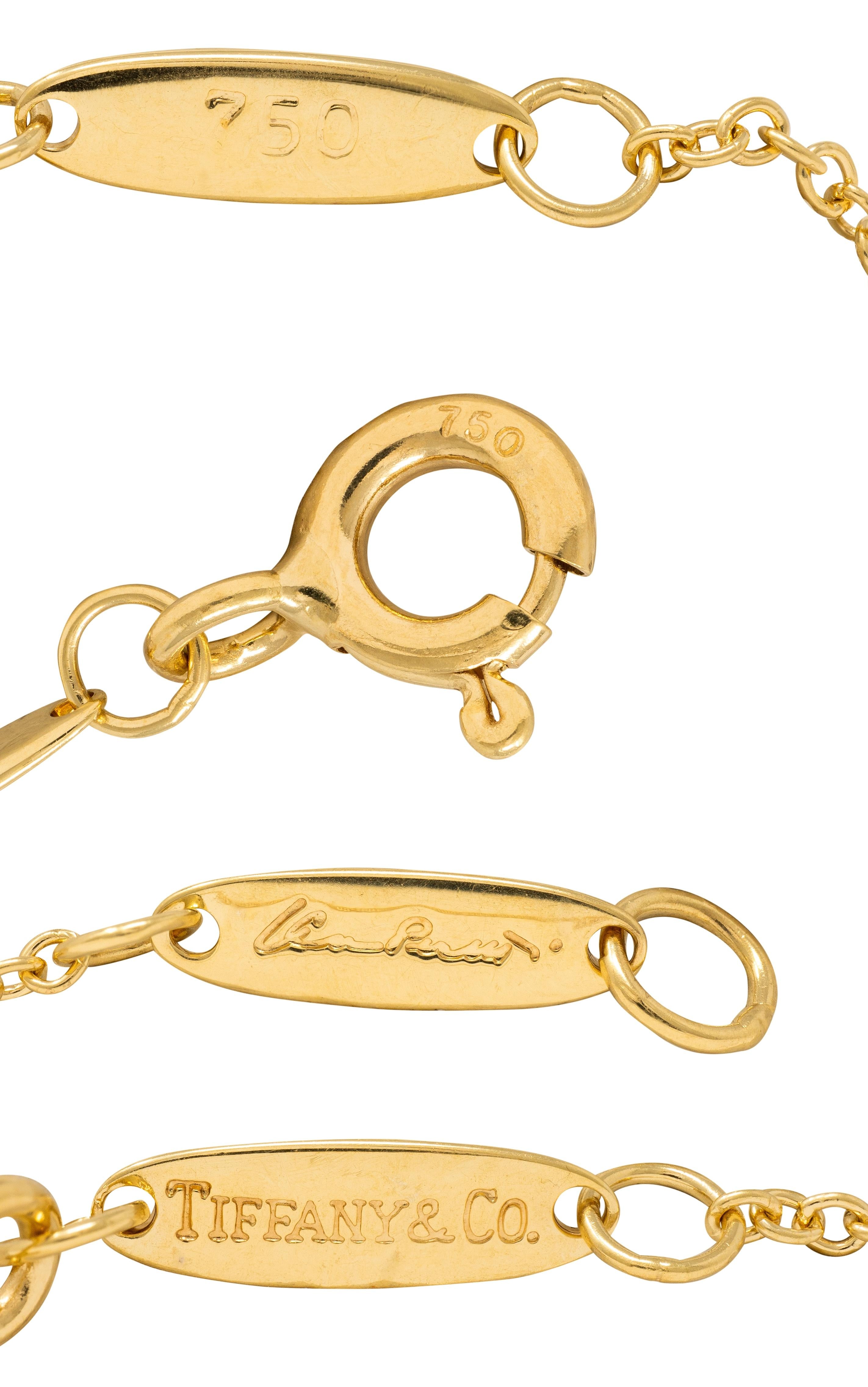 Elsa Peretti Tiffany & Co. 1990's 18 Karat Yellow Gold Bean Pendant Necklace