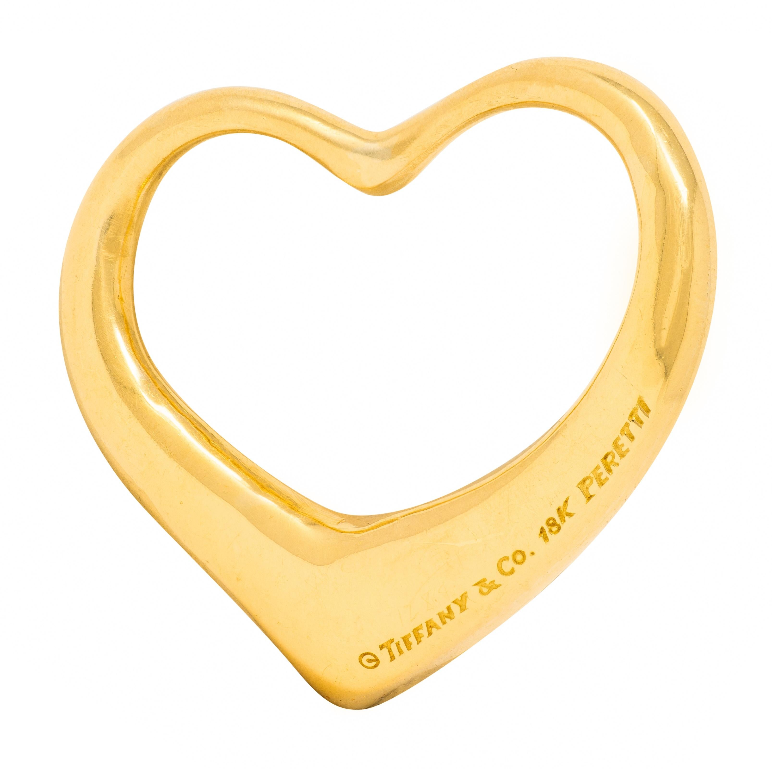 Elsa Peretti Tiffany & Co. 1990's 18K Yellow Gold Vintage Open Heart Pendant