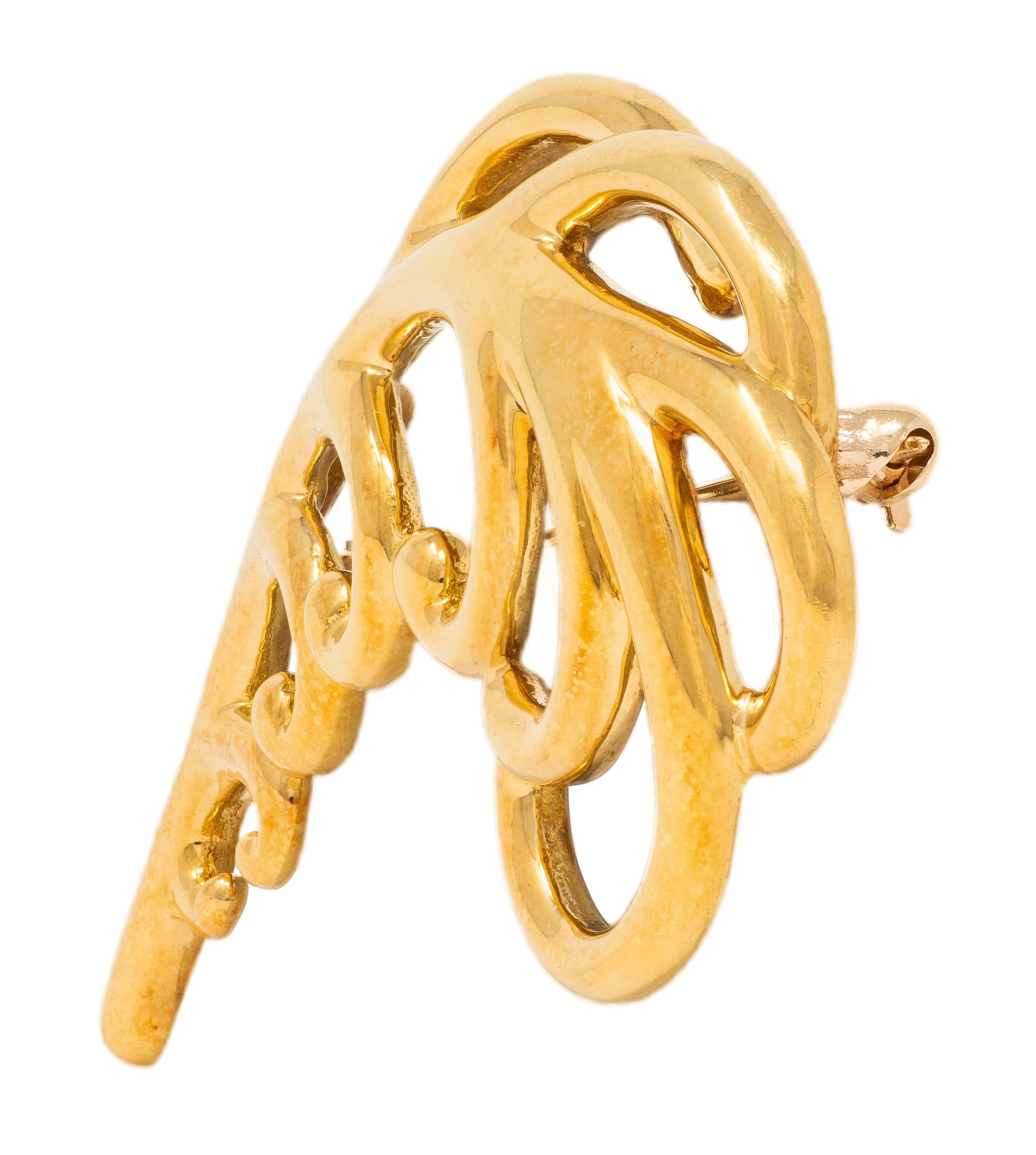 Paloma Picasso Tiffany & Co. 1989 18K Yellow Gold Vintage Feather Plume Brooch