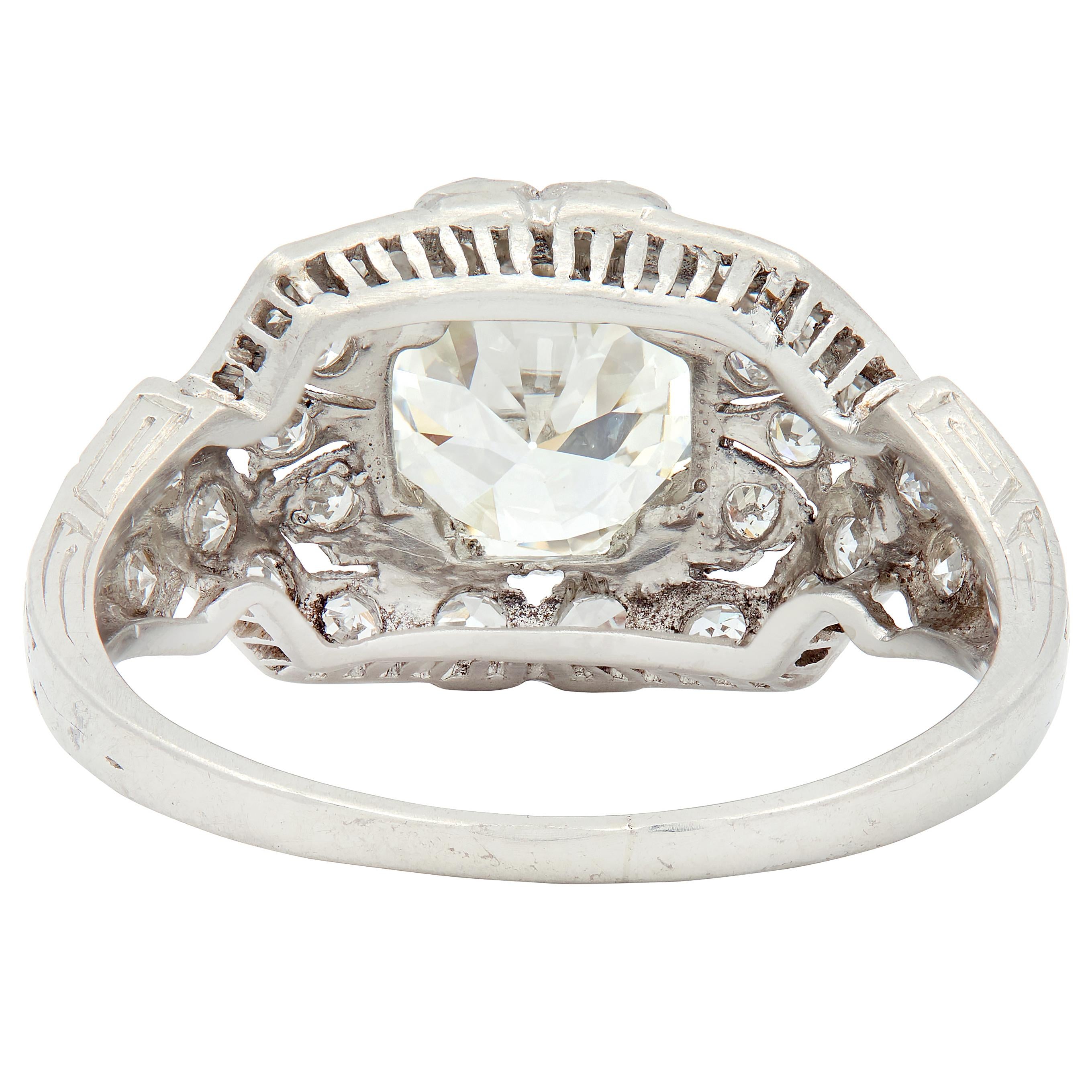 Art Deco 2.05 CTW Diamond Platinum Lily-Of-The Valley Vintage Engagement Ring