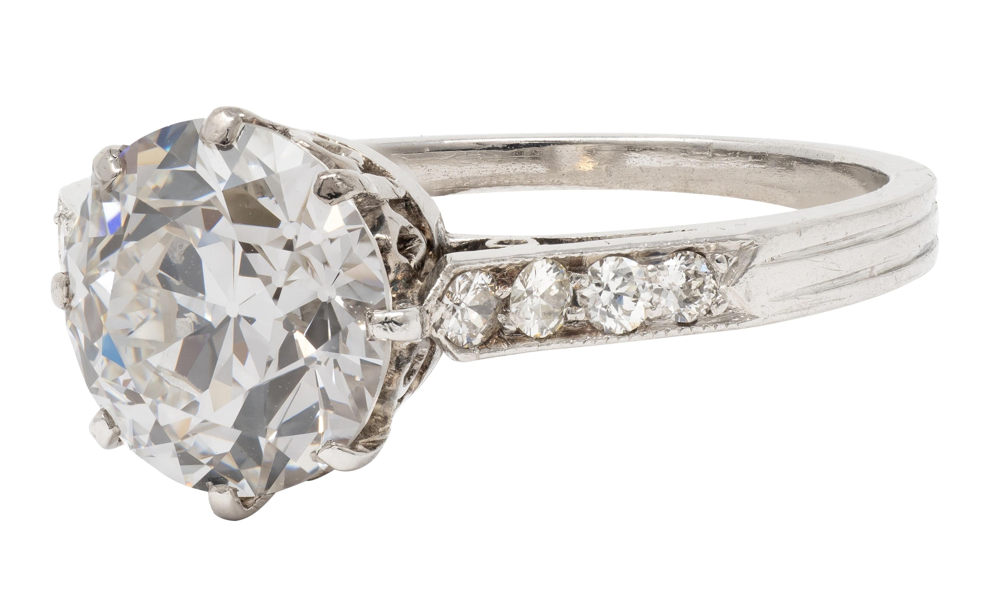 Edwardian 2.68 CTW Old European Cut Diamond Platinum Antique Engagement Ring