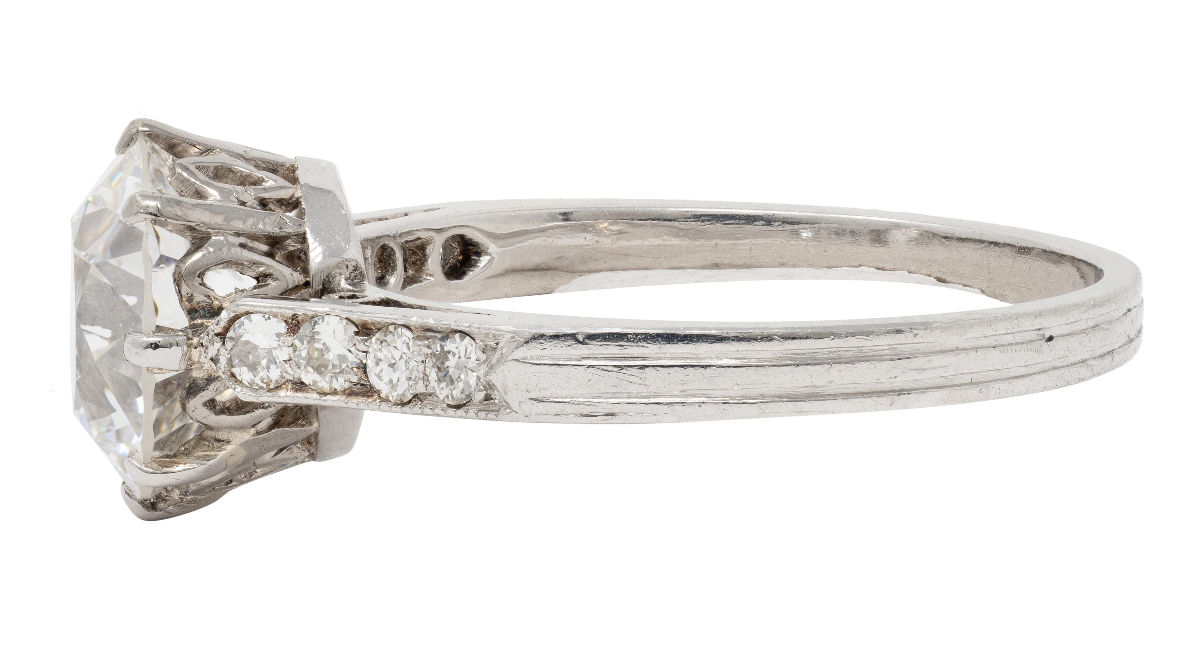 Edwardian 2.68 CTW Old European Cut Diamond Platinum Antique Engagement Ring