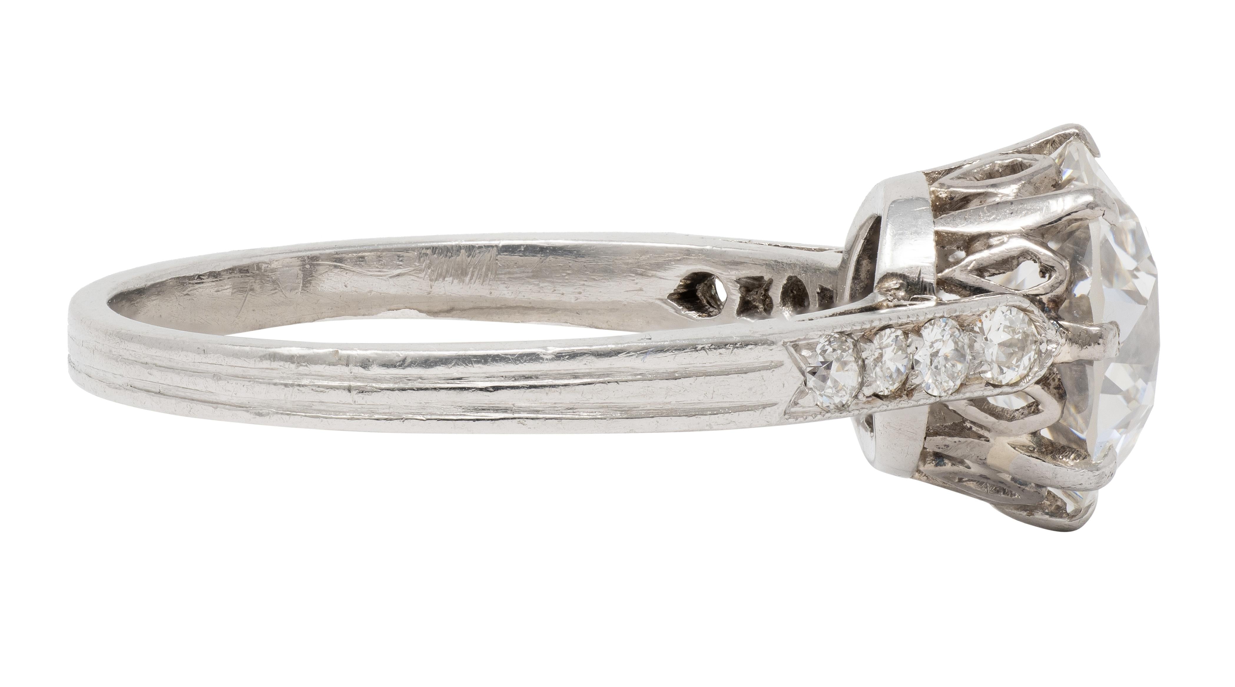 Edwardian 2.68 CTW Old European Cut Diamond Platinum Antique Engagement Ring