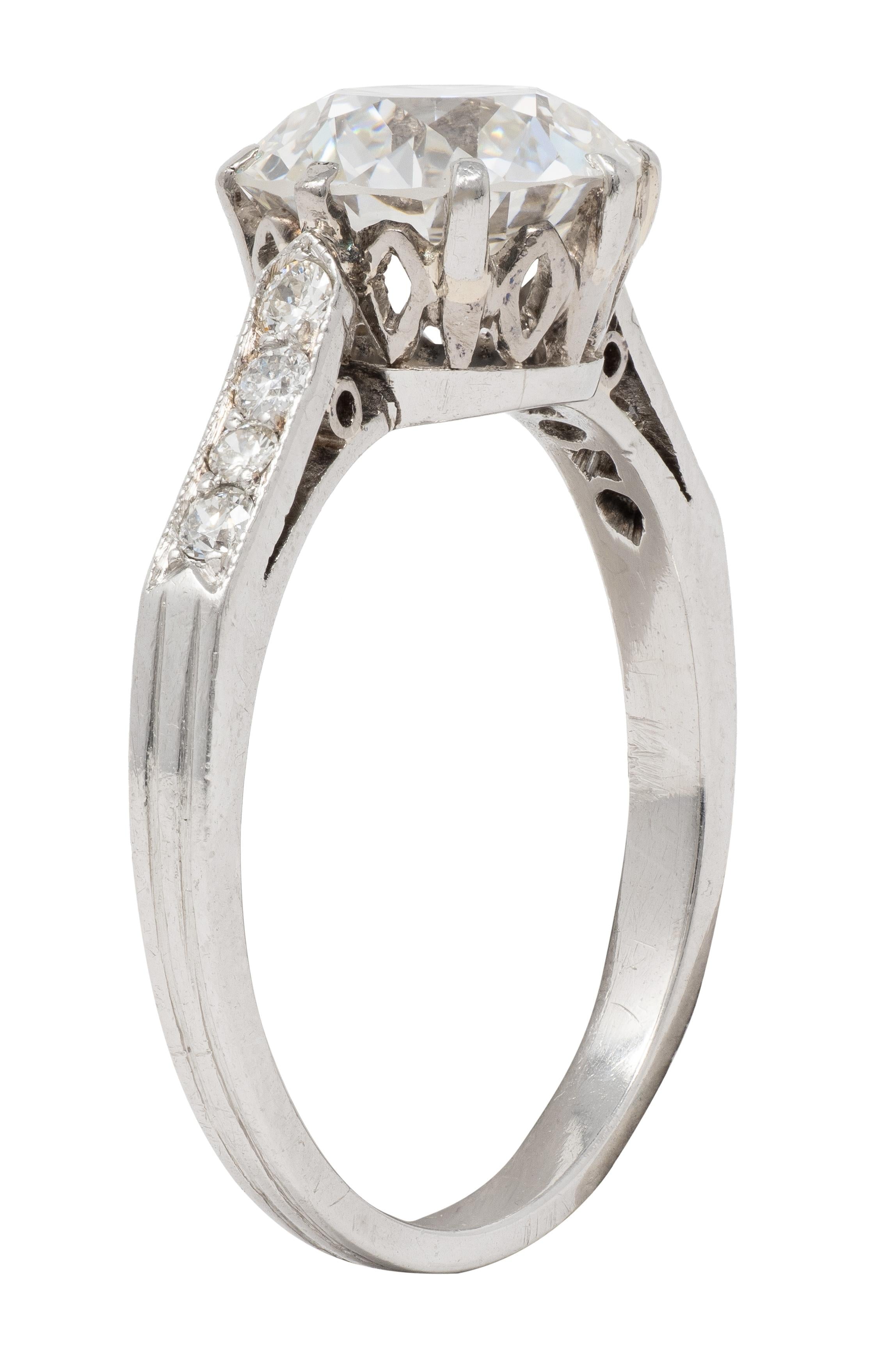 Edwardian 2.68 CTW Old European Cut Diamond Platinum Antique Engagement Ring