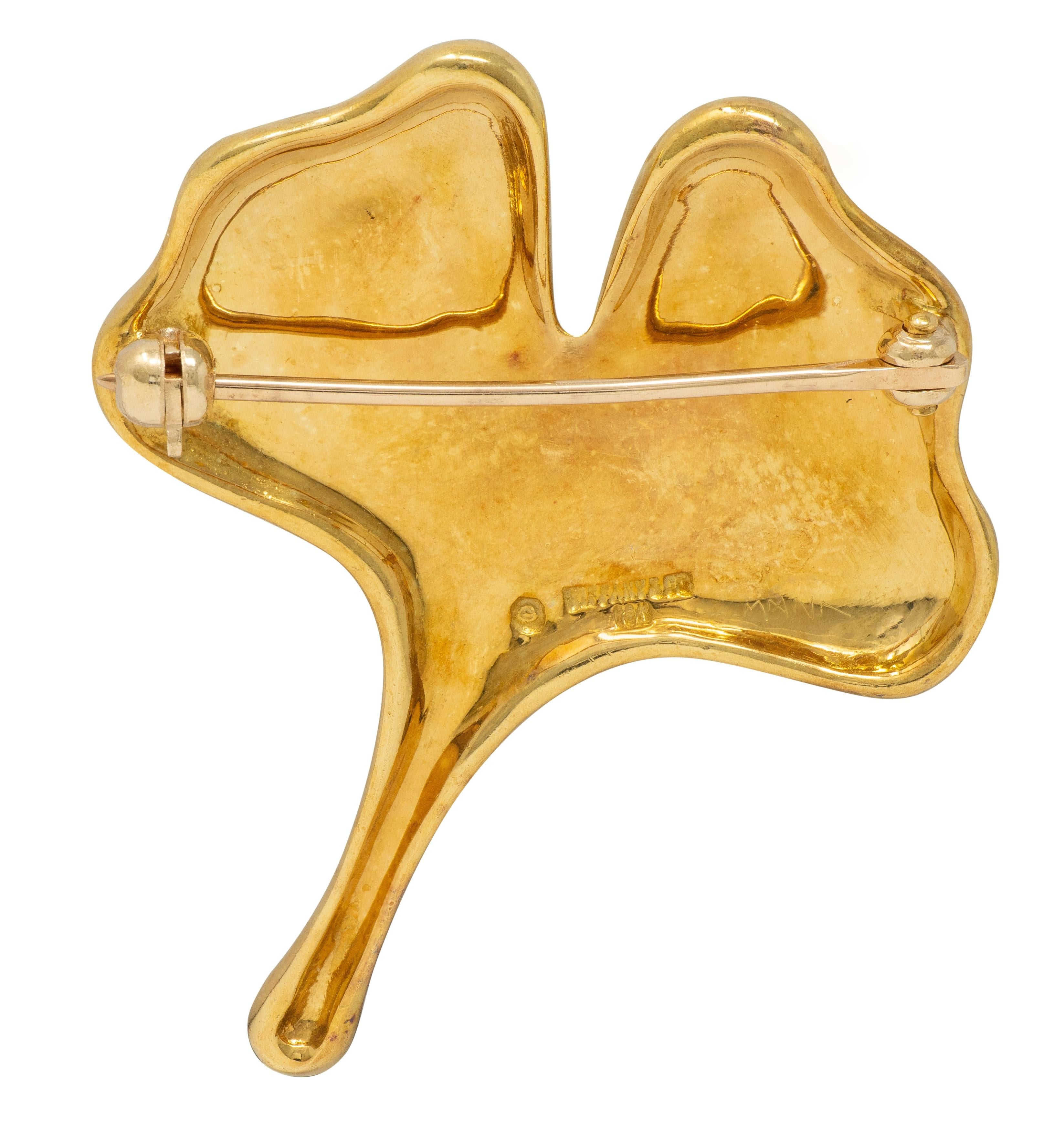 Tiffany & Co. Angela Cummings 1980's 18K Gold Vintage Ginko Leaf Brooch