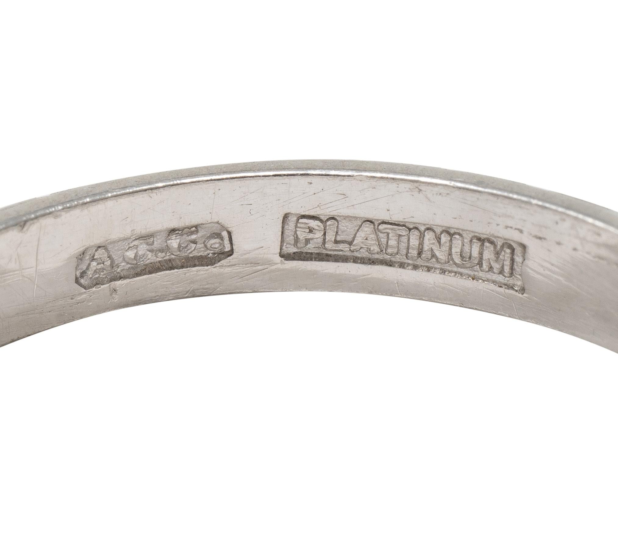 Art Deco Platinum Vintage Orange Blossom Wheat Wedding Band Ring