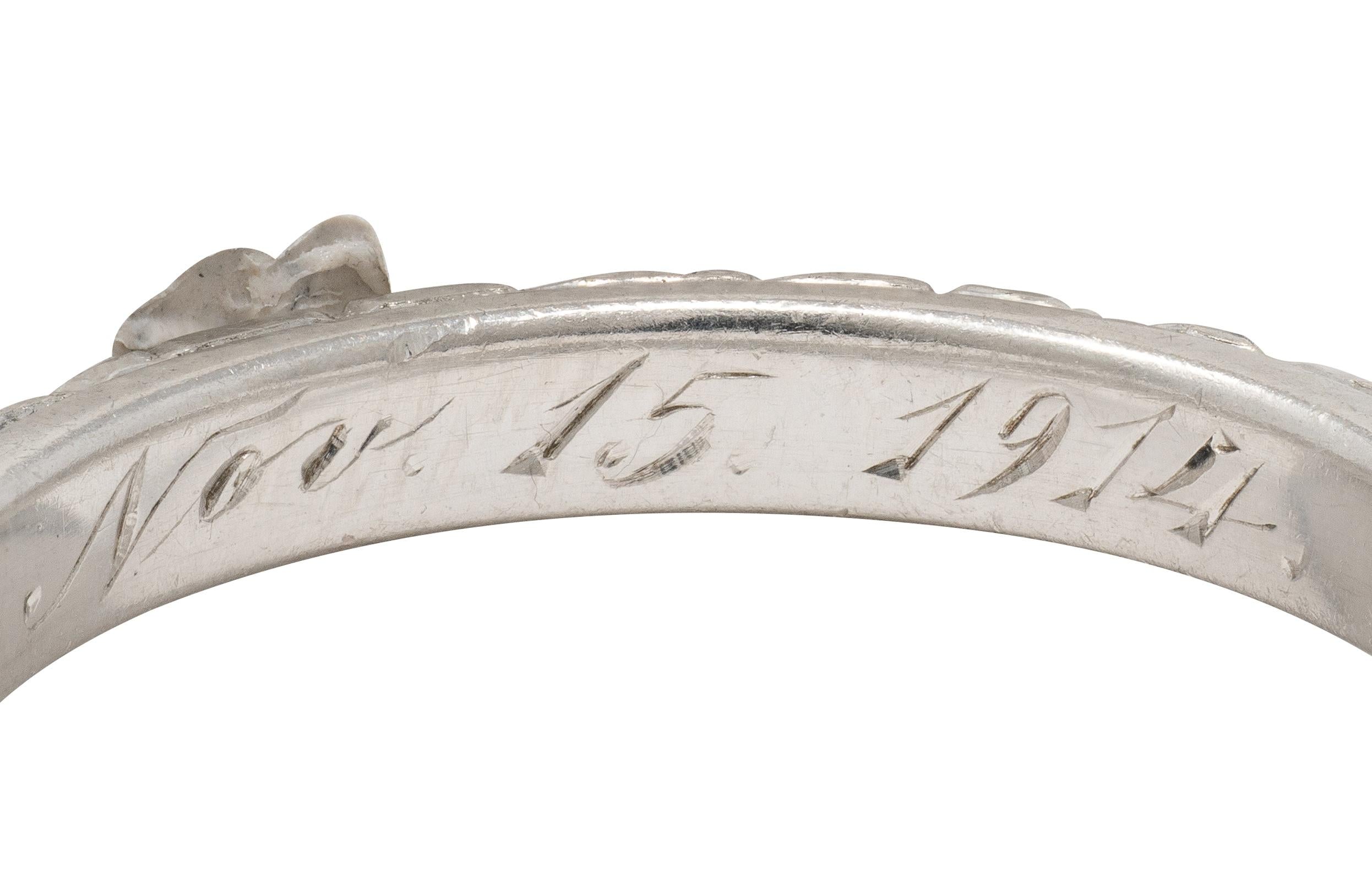 1914 Platinum Antique Edwardian Orange Blossom Wedding Band Ring