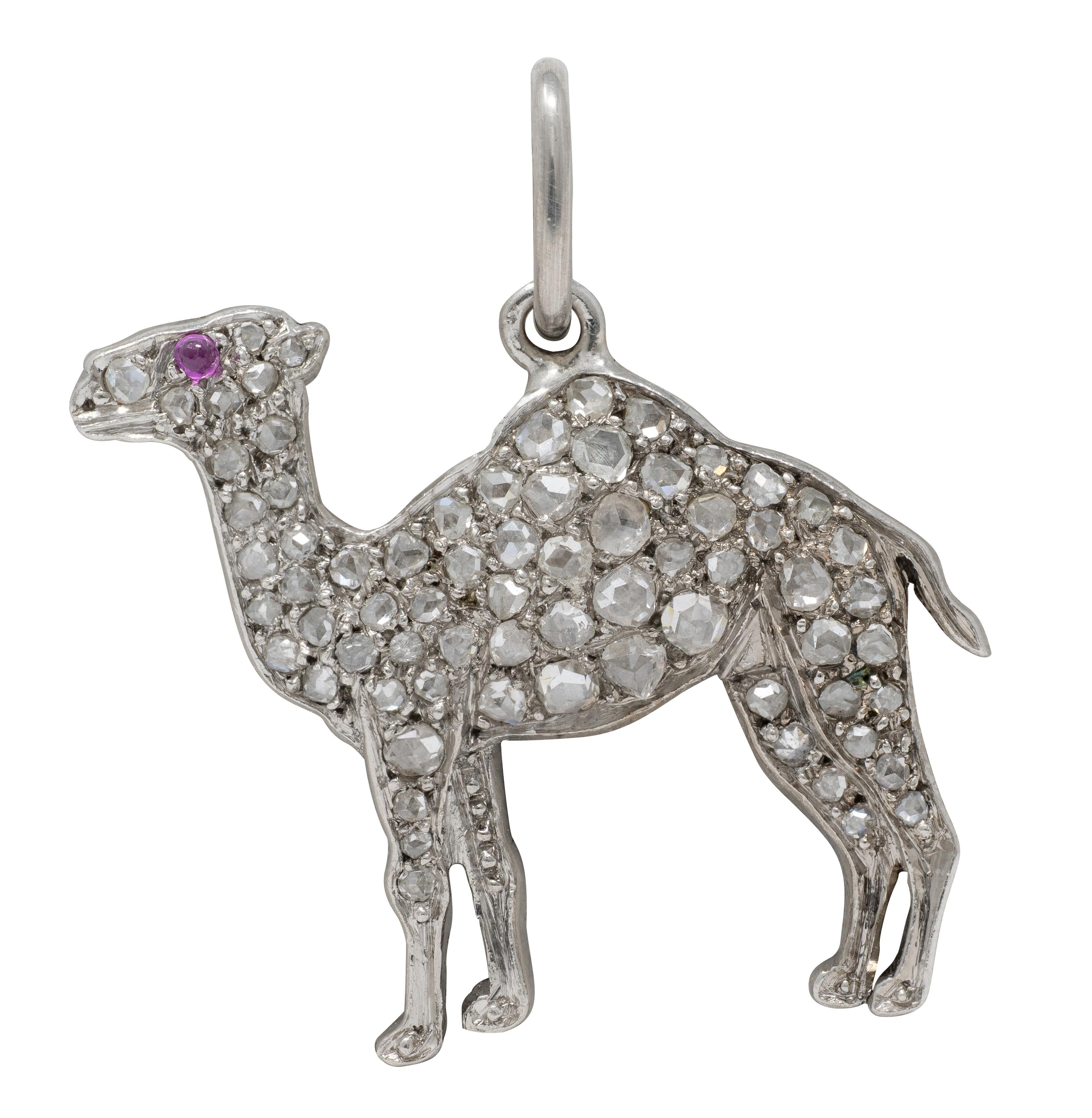 Cartier Art Deco Diamond Ruby Platinum Vintage Camel Charm