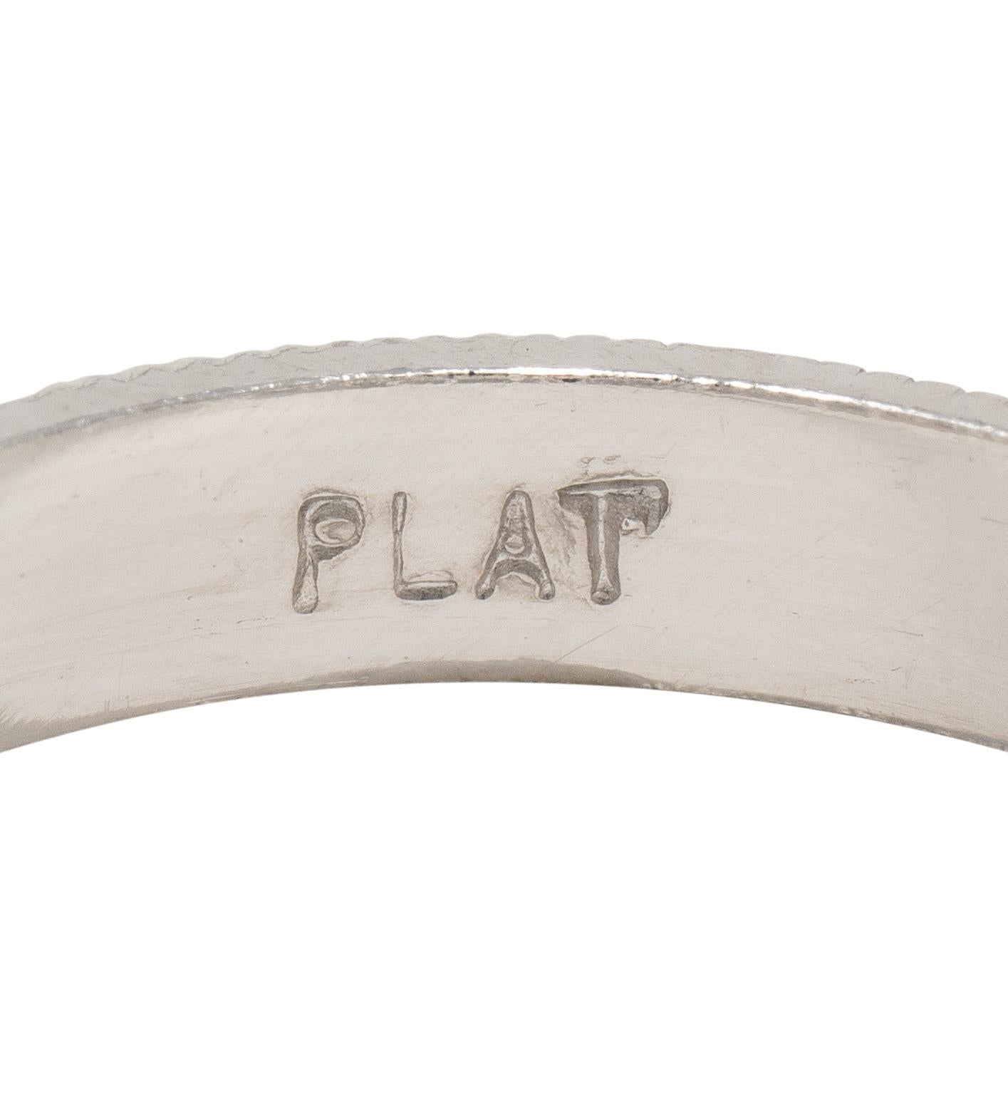 Retro Platinum Vintage Milgrain Wedding Band Ring