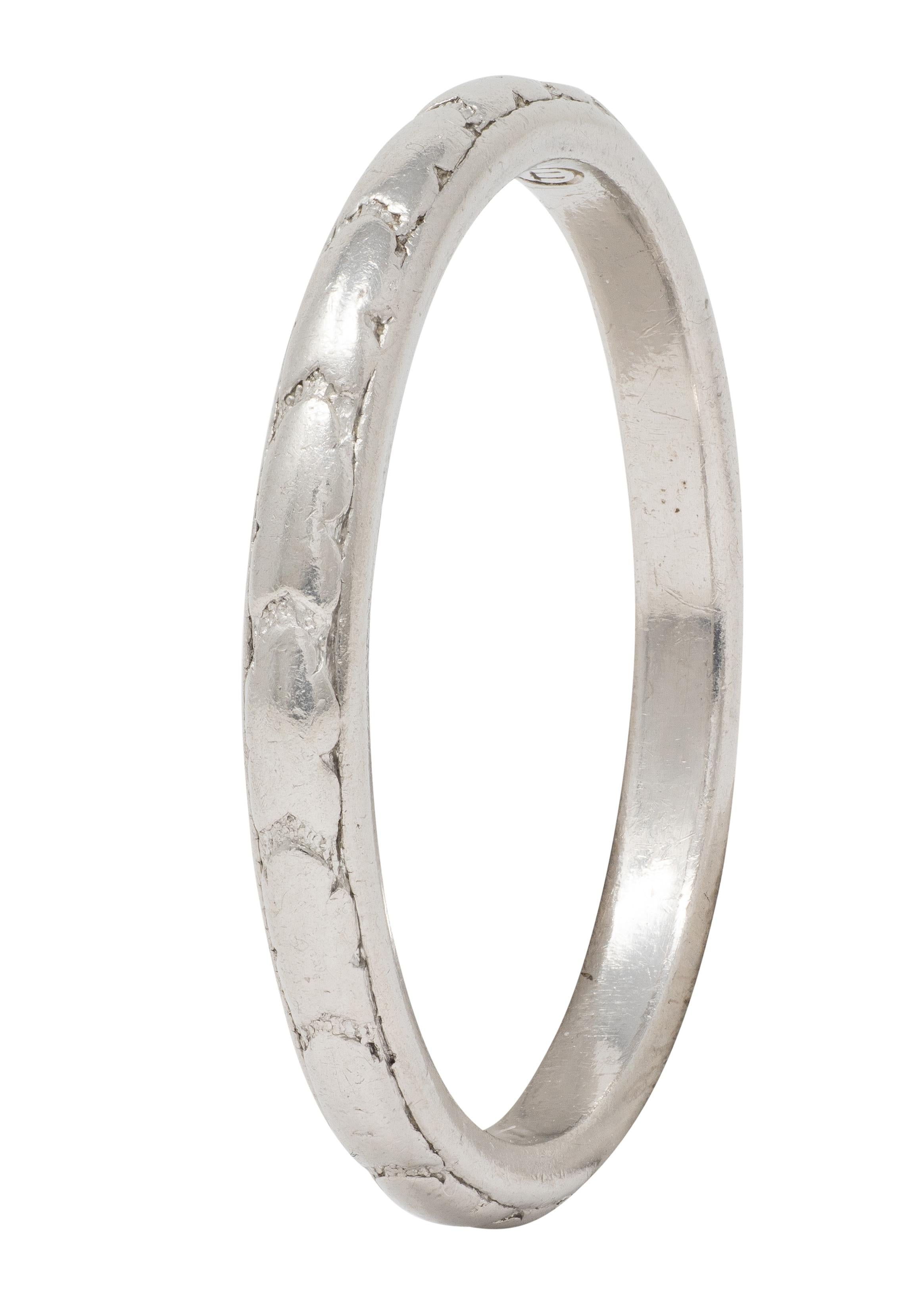 1920 Art Deco Platinum Foliate Antique Wedding Band Ring