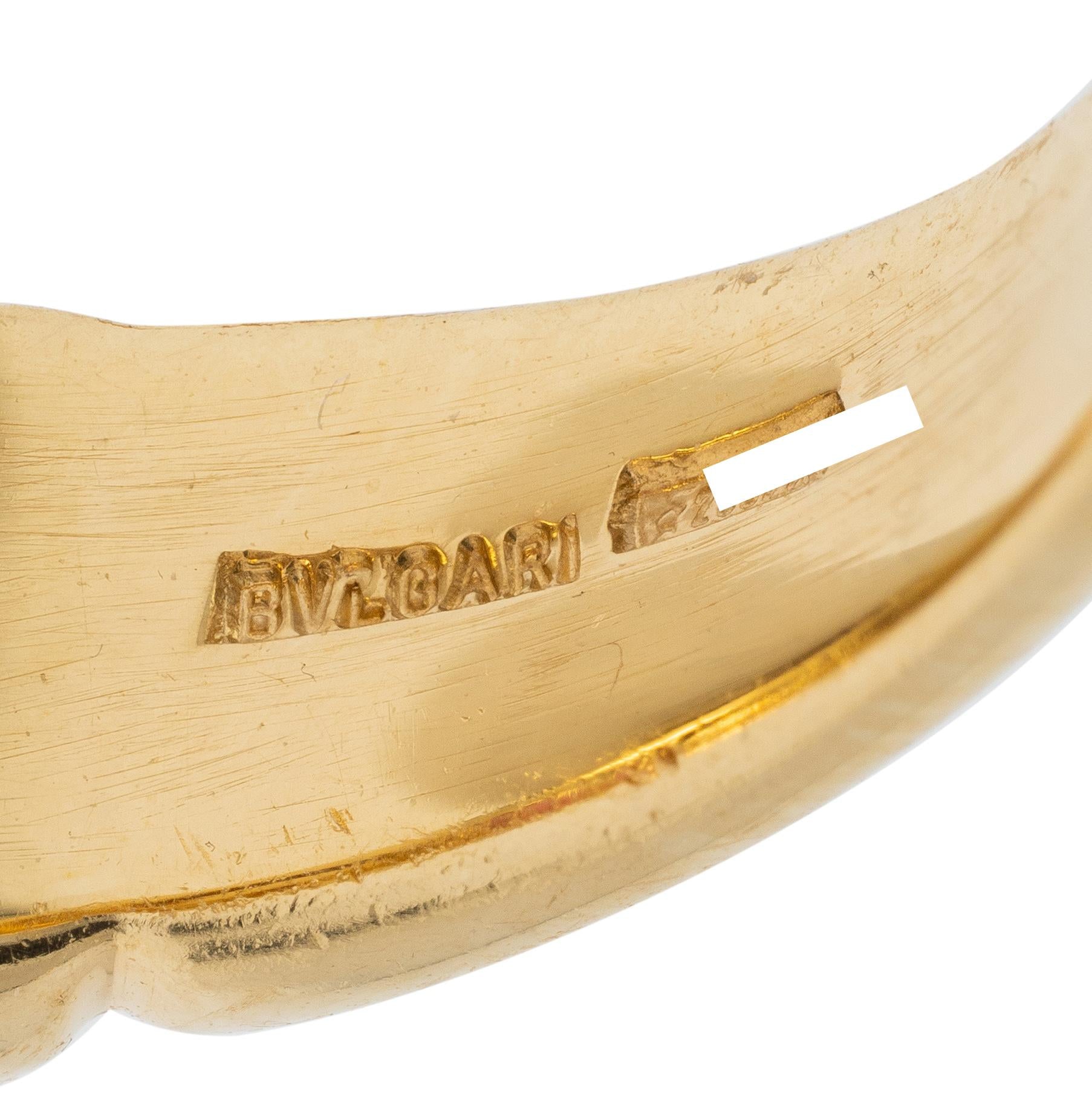 Bulgari 1990's Diamond Tourmaline 18 Karat Yellow Gold Vintage Passo Doppio Ring