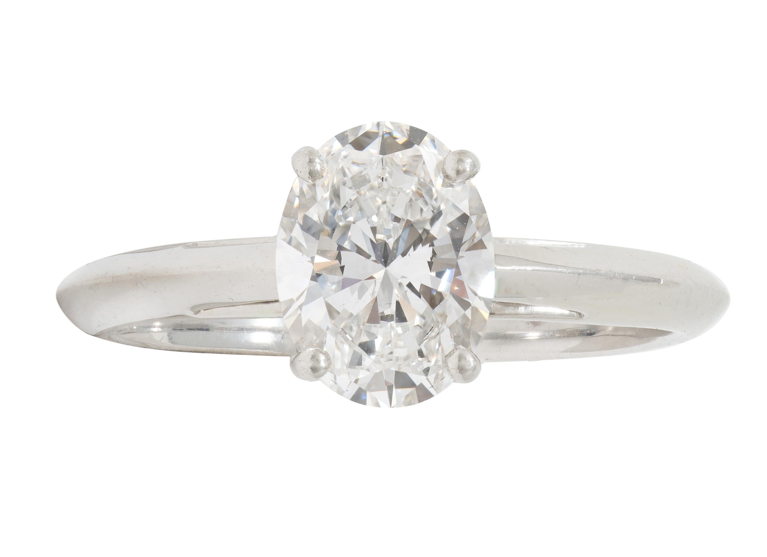 Tiffany & Co. Contemporary 1.09 CT Oval Cut Diamond Platinum Solitaire Ring