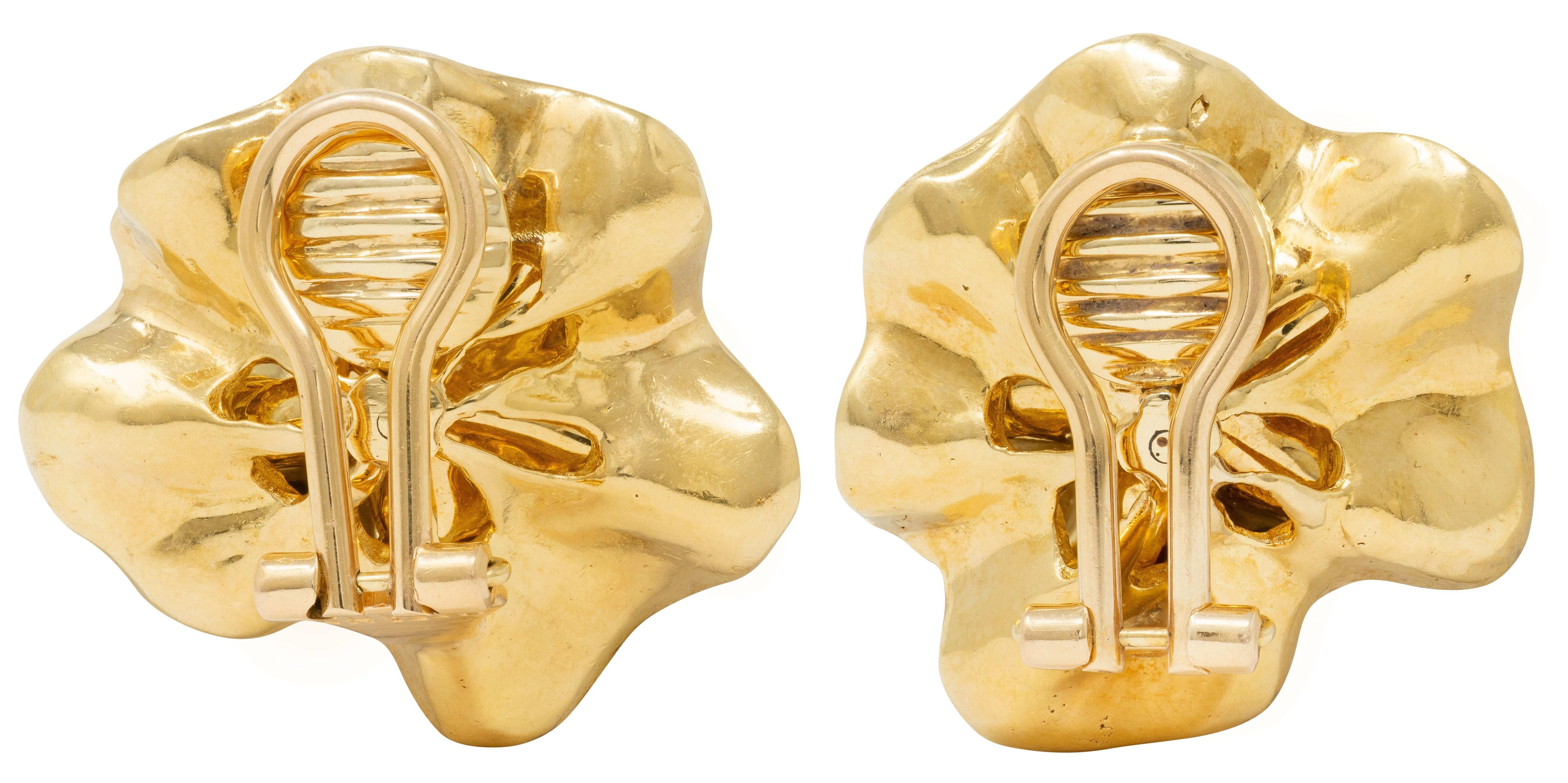 Tiffany & Co. 1960's Enamel 18 Karat Yellow Gold Vintage Ear-Clip Earrings