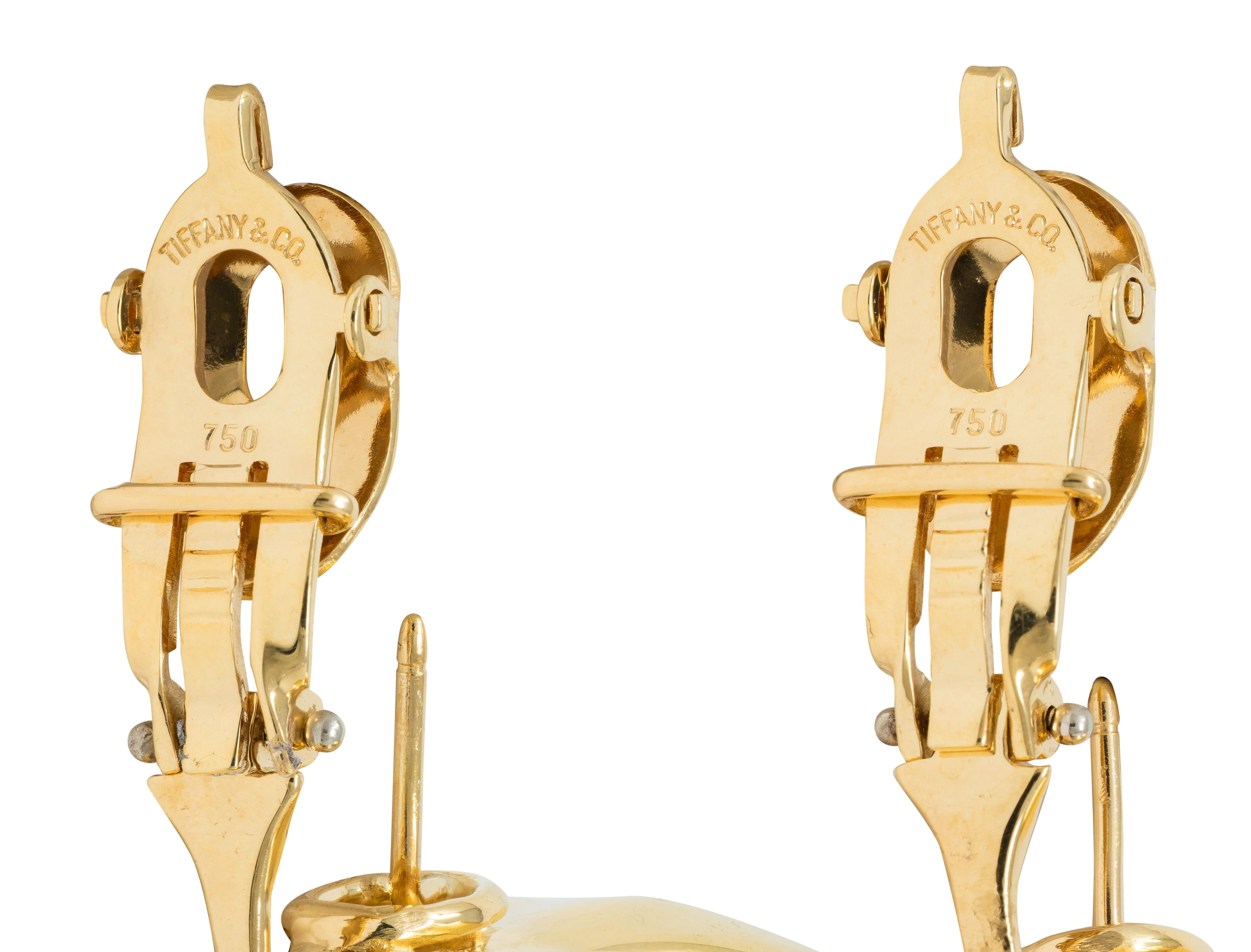 Tiffany & Co. 2000's Diamond 18 Karat Yellow Gold Dogwood Flower Earrings